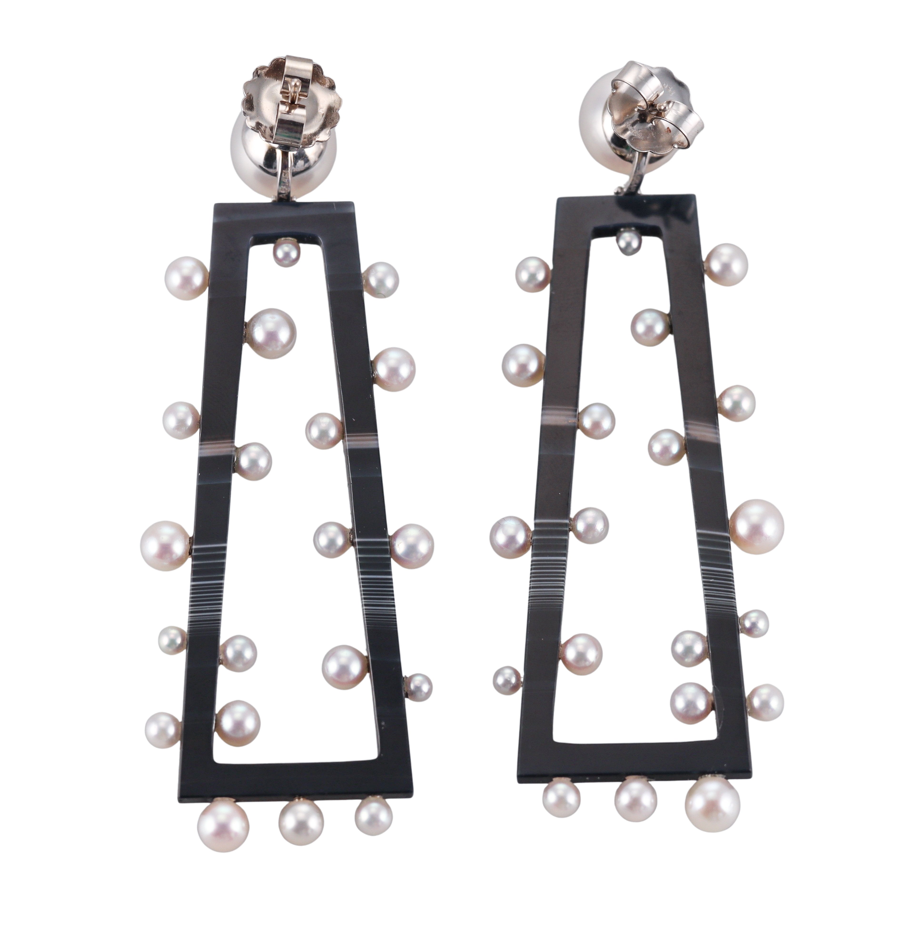 Assael South Sea Pearl Agate Gold Drop Earrings