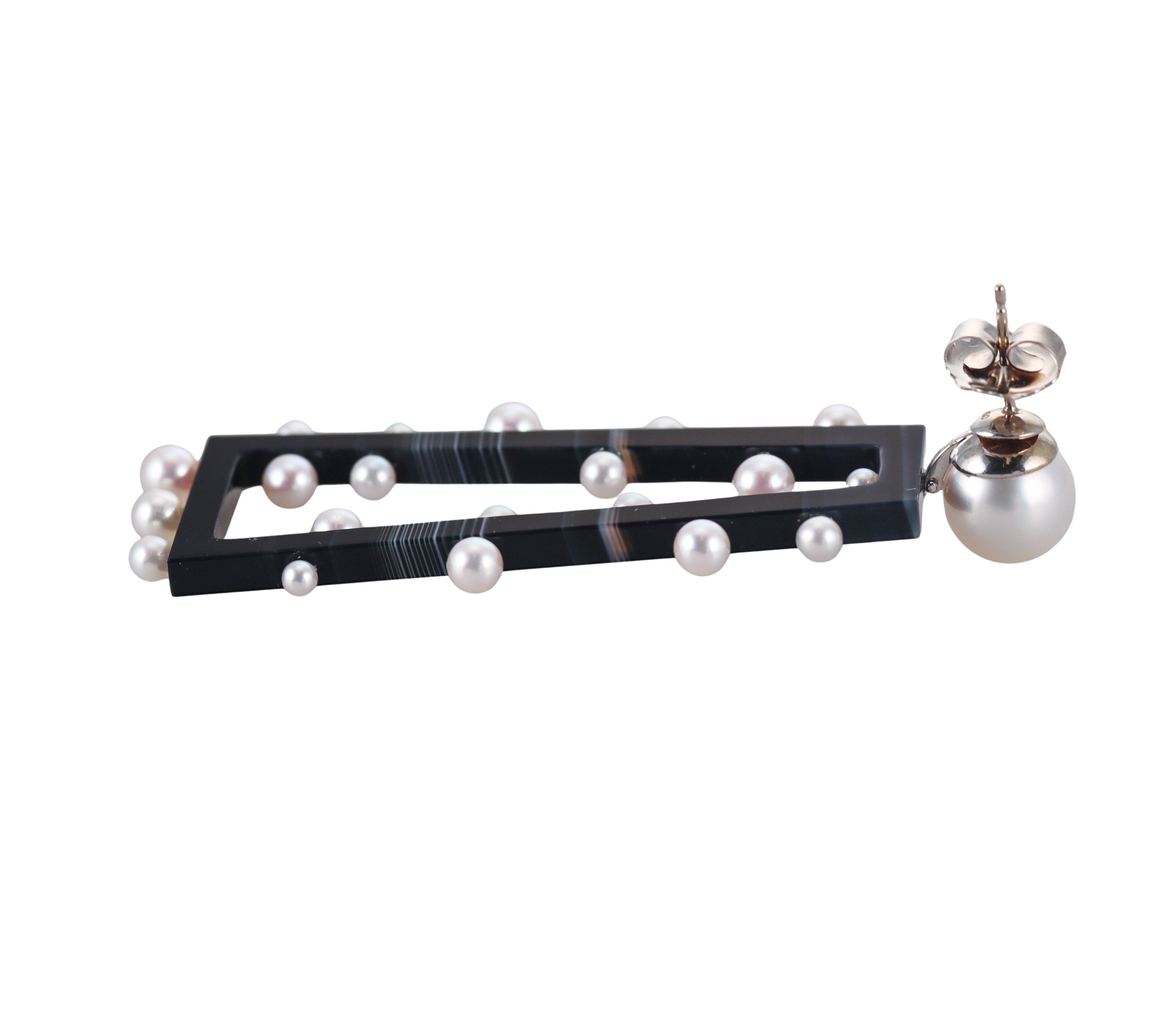 Assael South Sea Pearl Agate Gold Drop Earrings