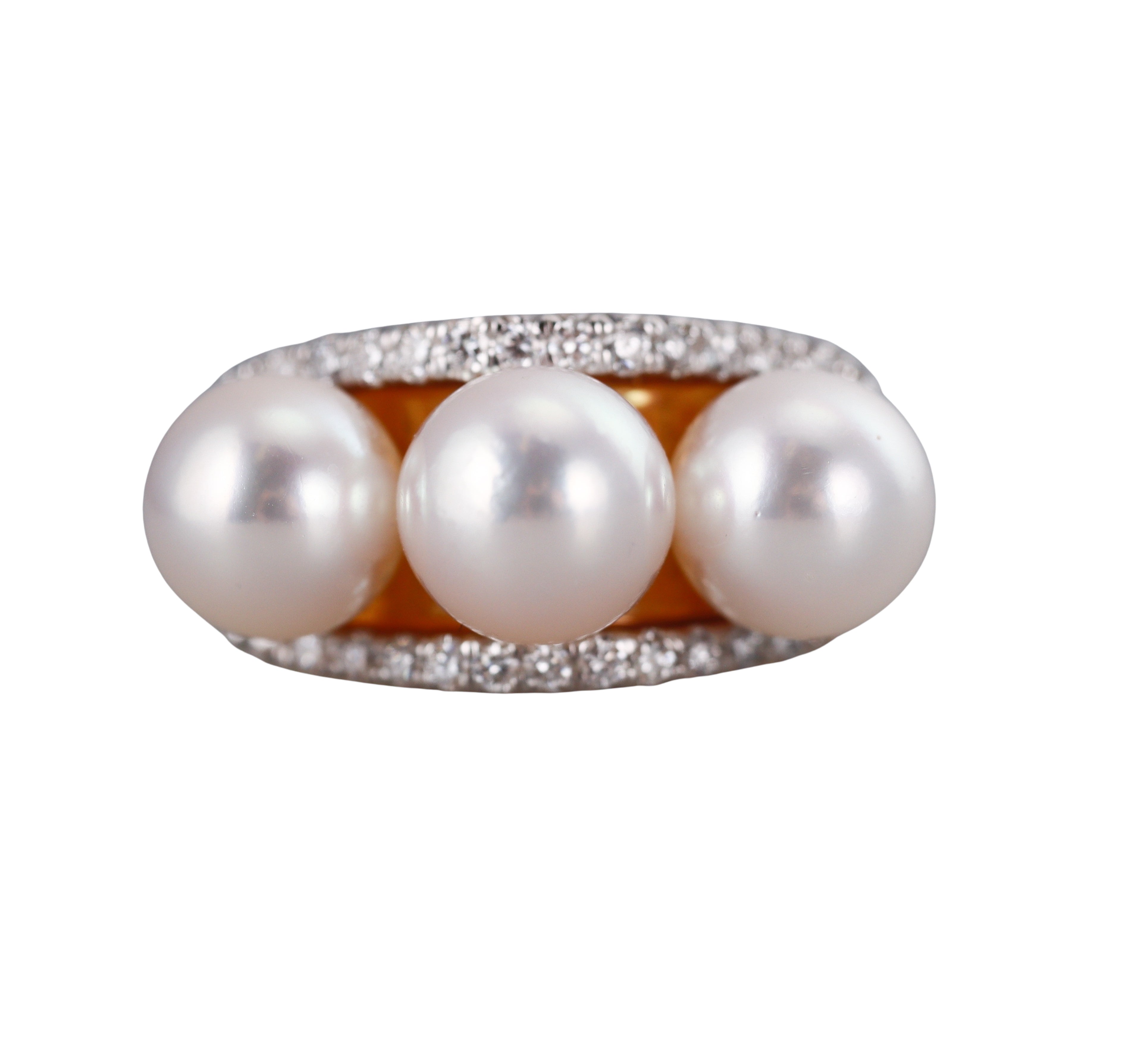 Assael Diamond Pearl Yellow Gold Ring