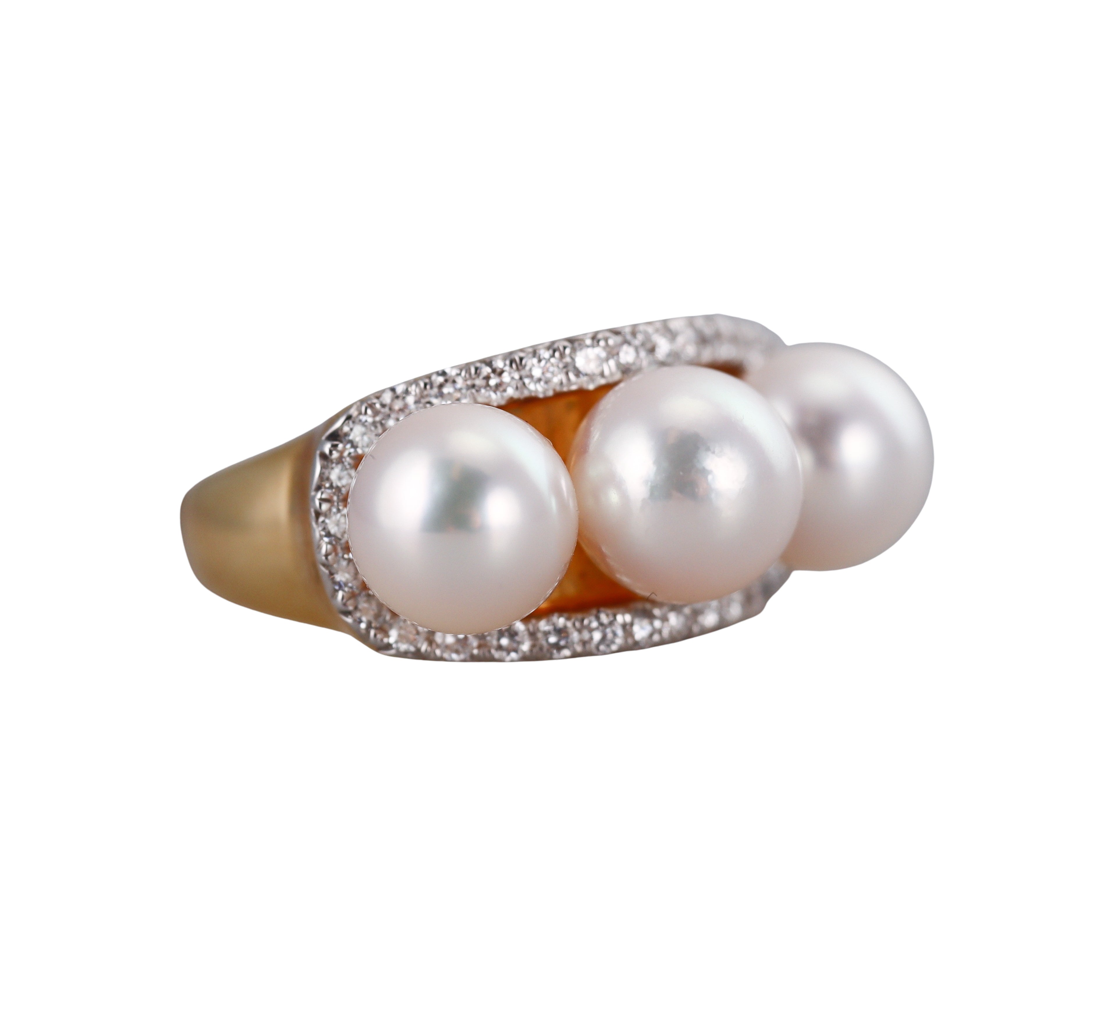 Assael Diamond Pearl Yellow Gold Ring