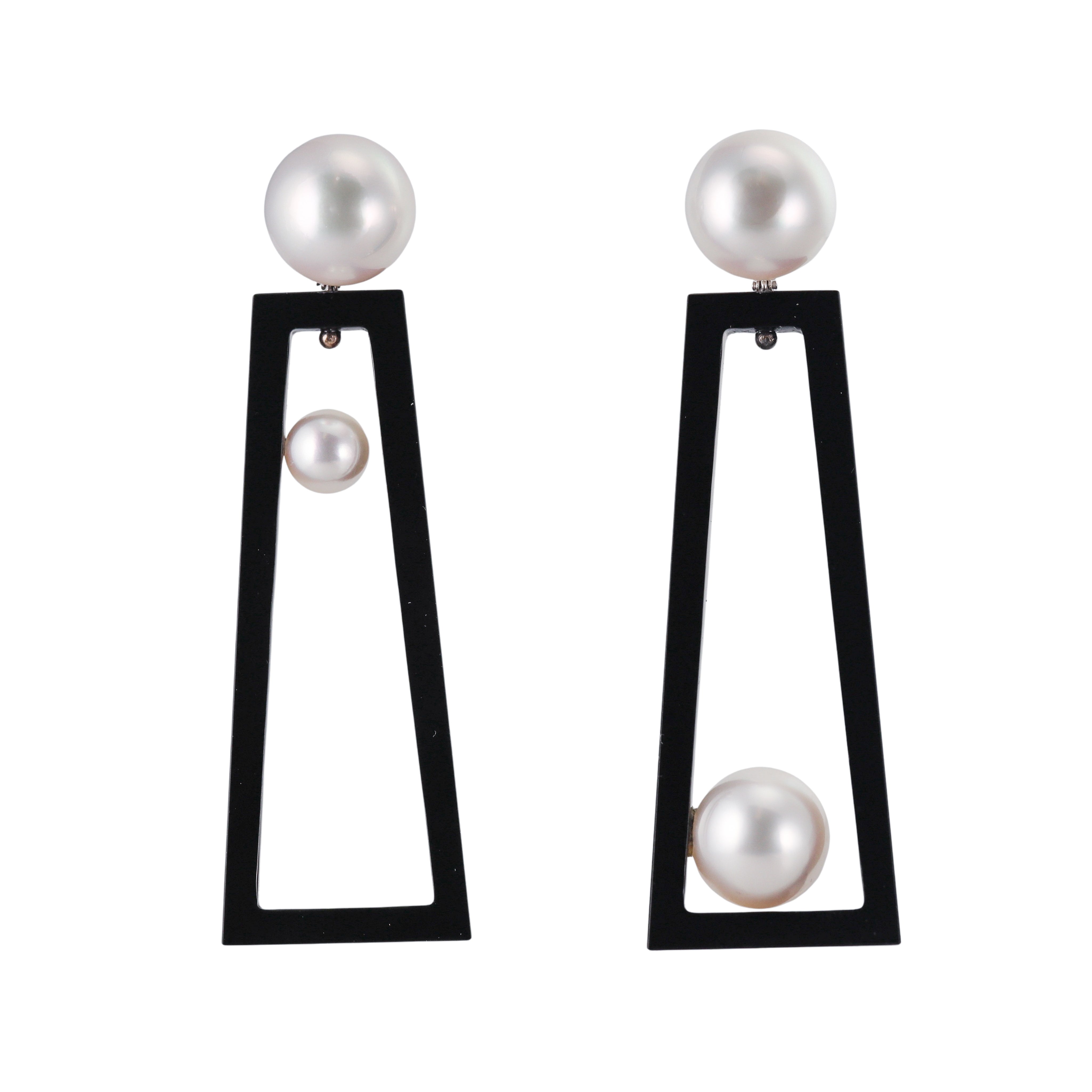 Assael South Sea Pearl Black Jade Gold Drop Earrings