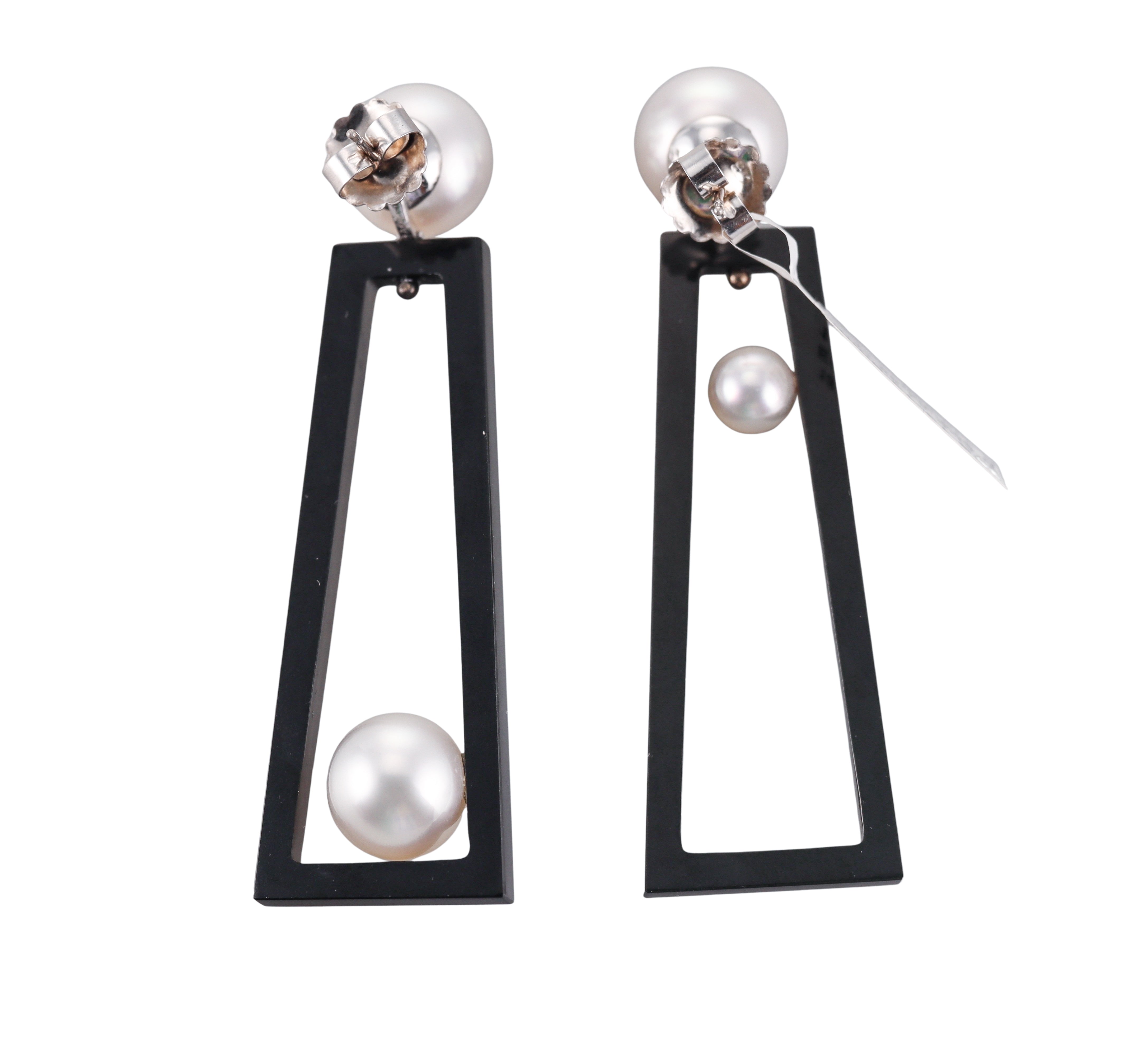 Assael South Sea Pearl Black Jade Gold Drop Earrings