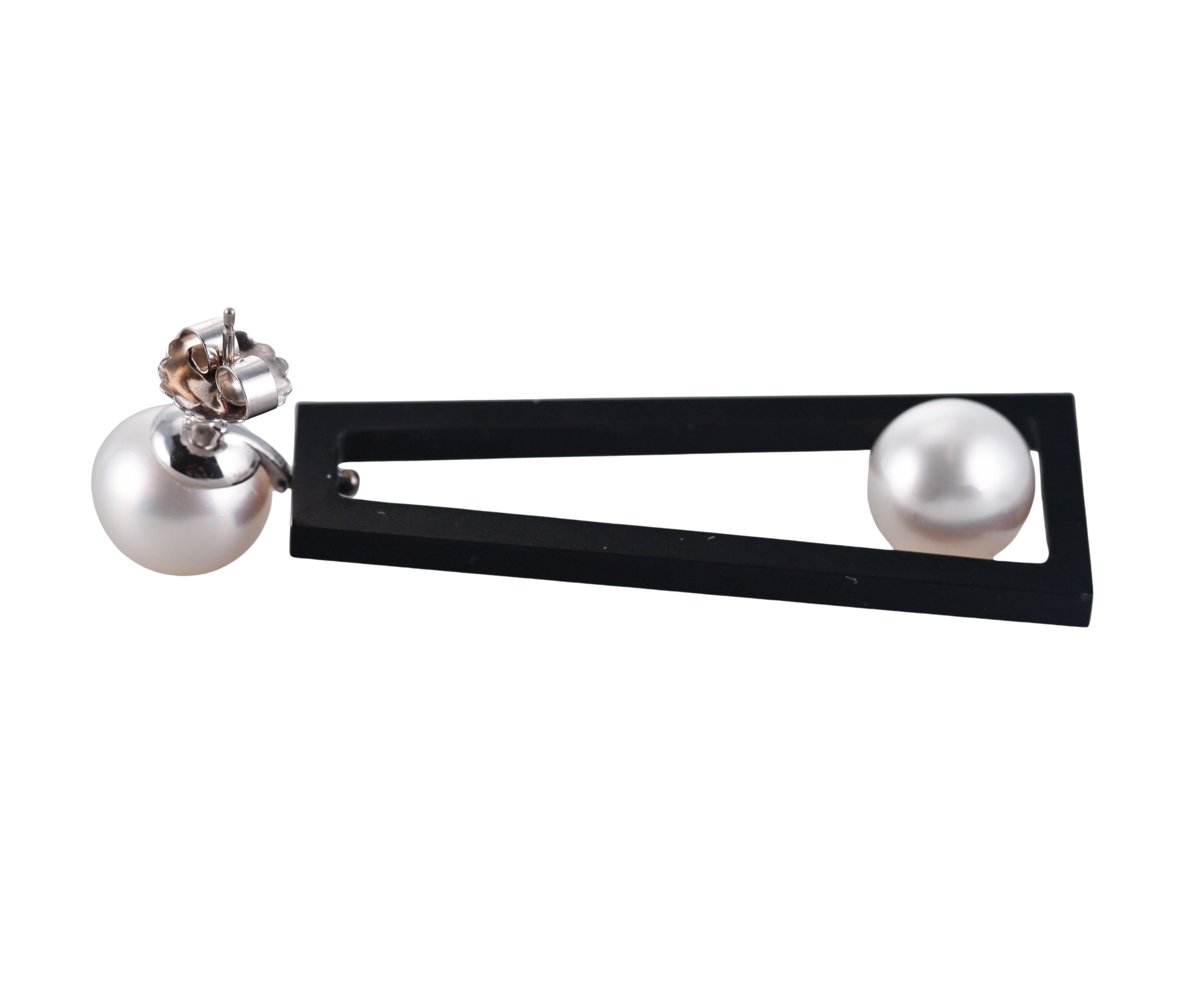 Assael South Sea Pearl Black Jade Gold Drop Earrings