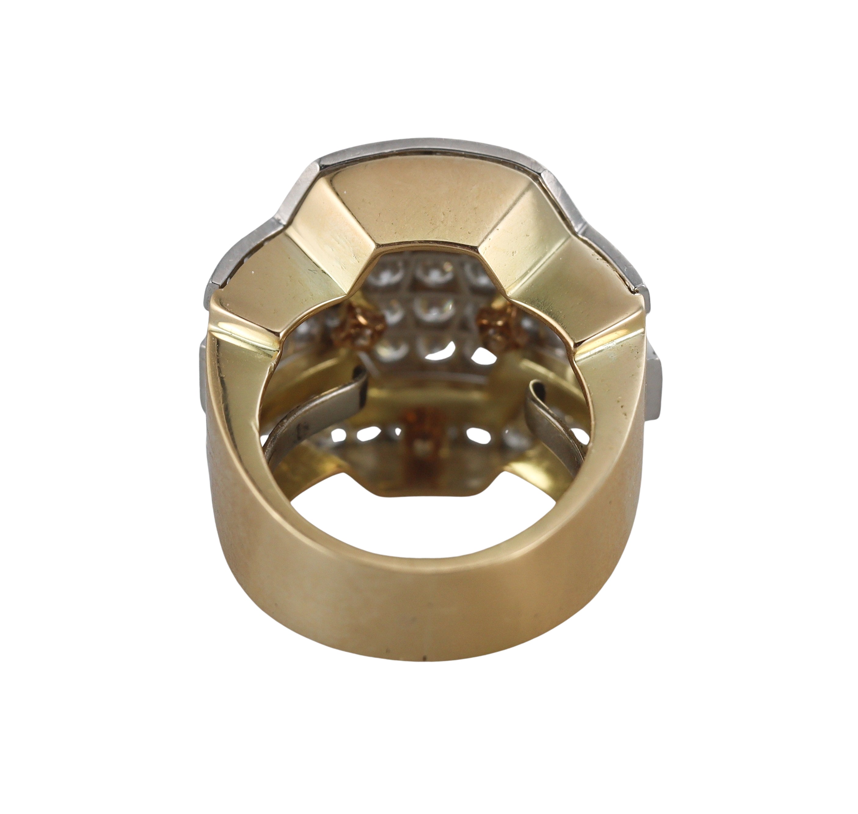 David Webb Diamond Gold Platinum Enamel Cigar Band Ring