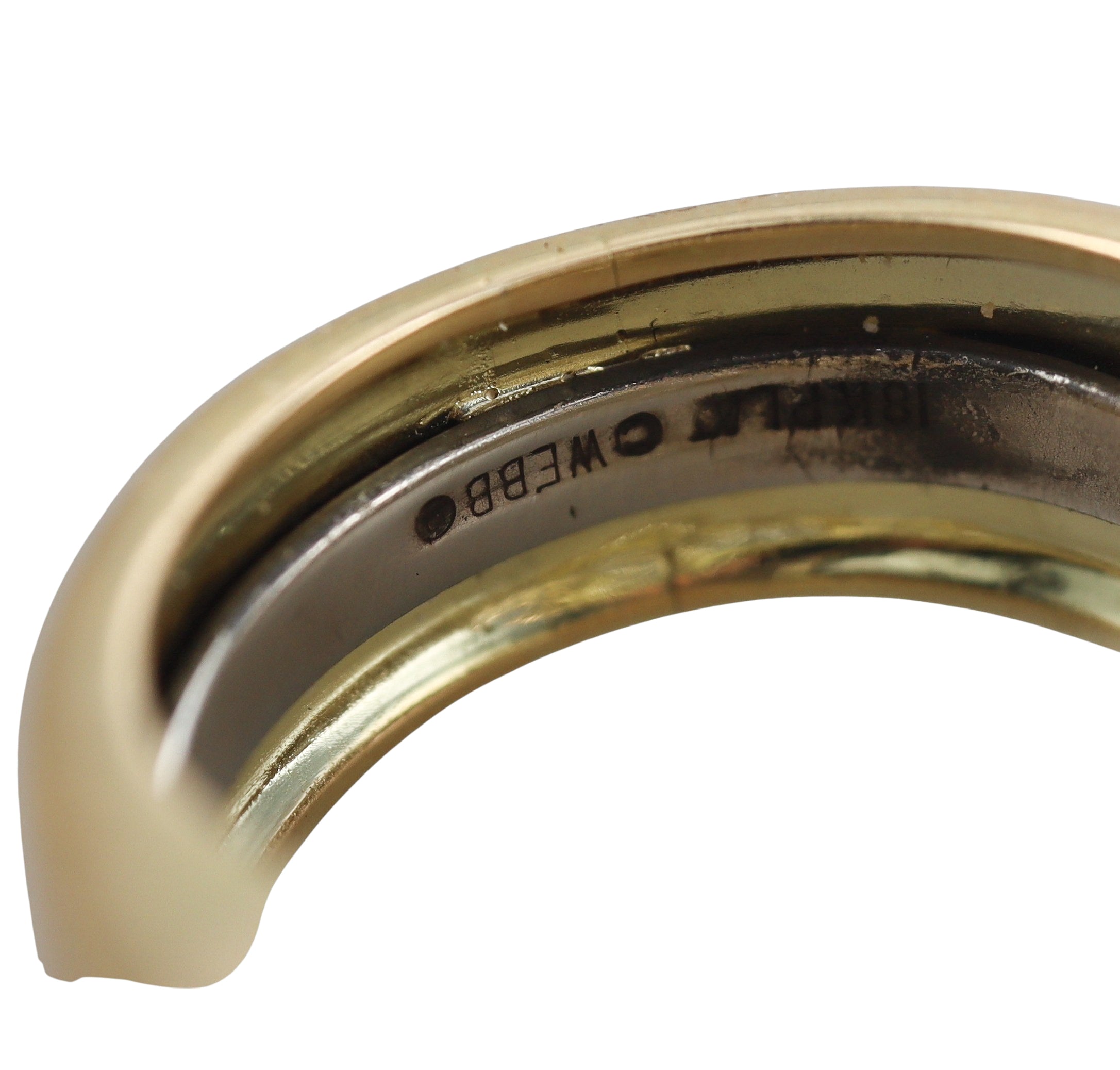 David Webb Diamond Gold Platinum Enamel Cigar Band Ring