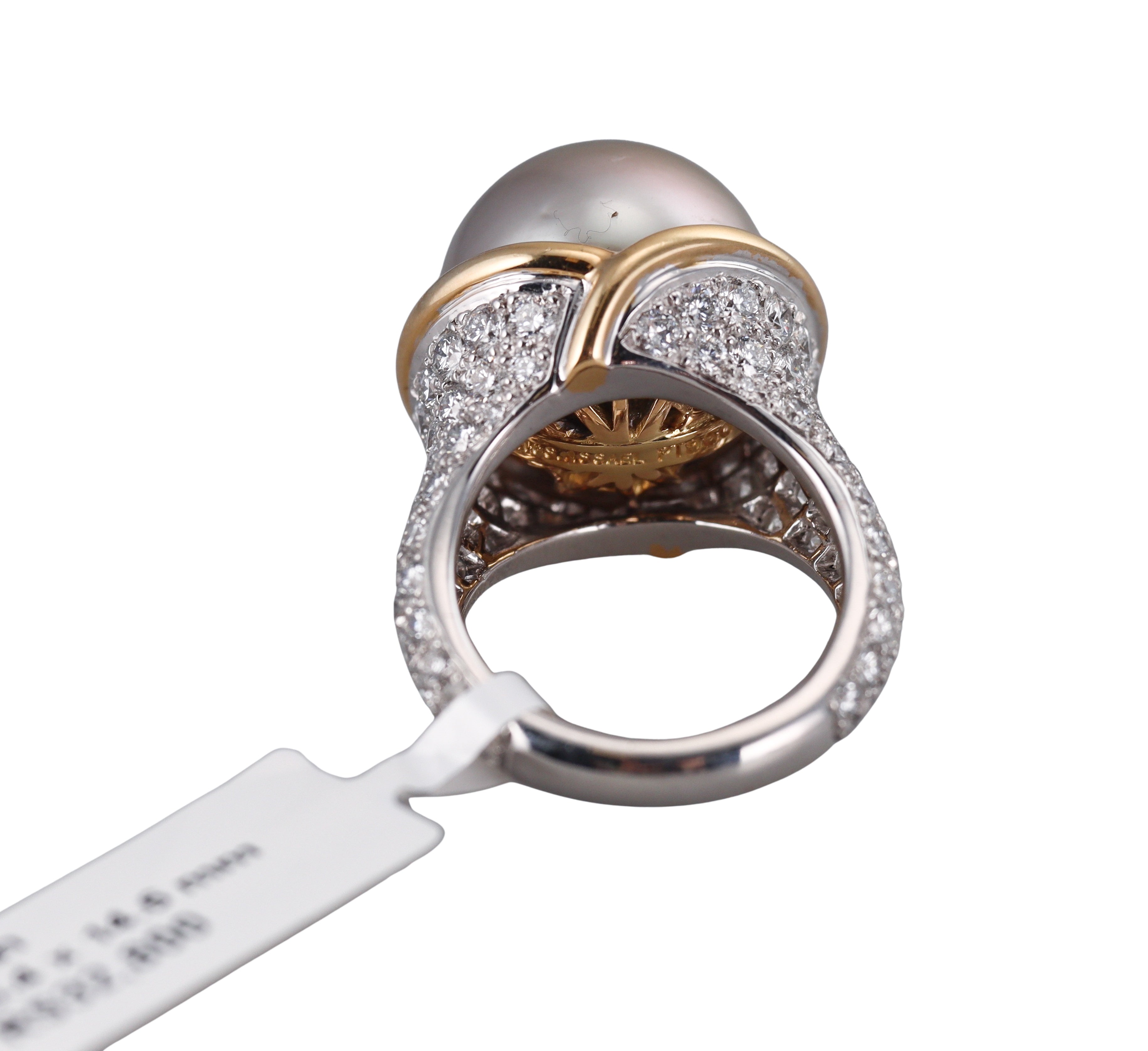 Angela Cummings Assael Diamond South Sea Tahitian Pearl Gold Platinum Ring