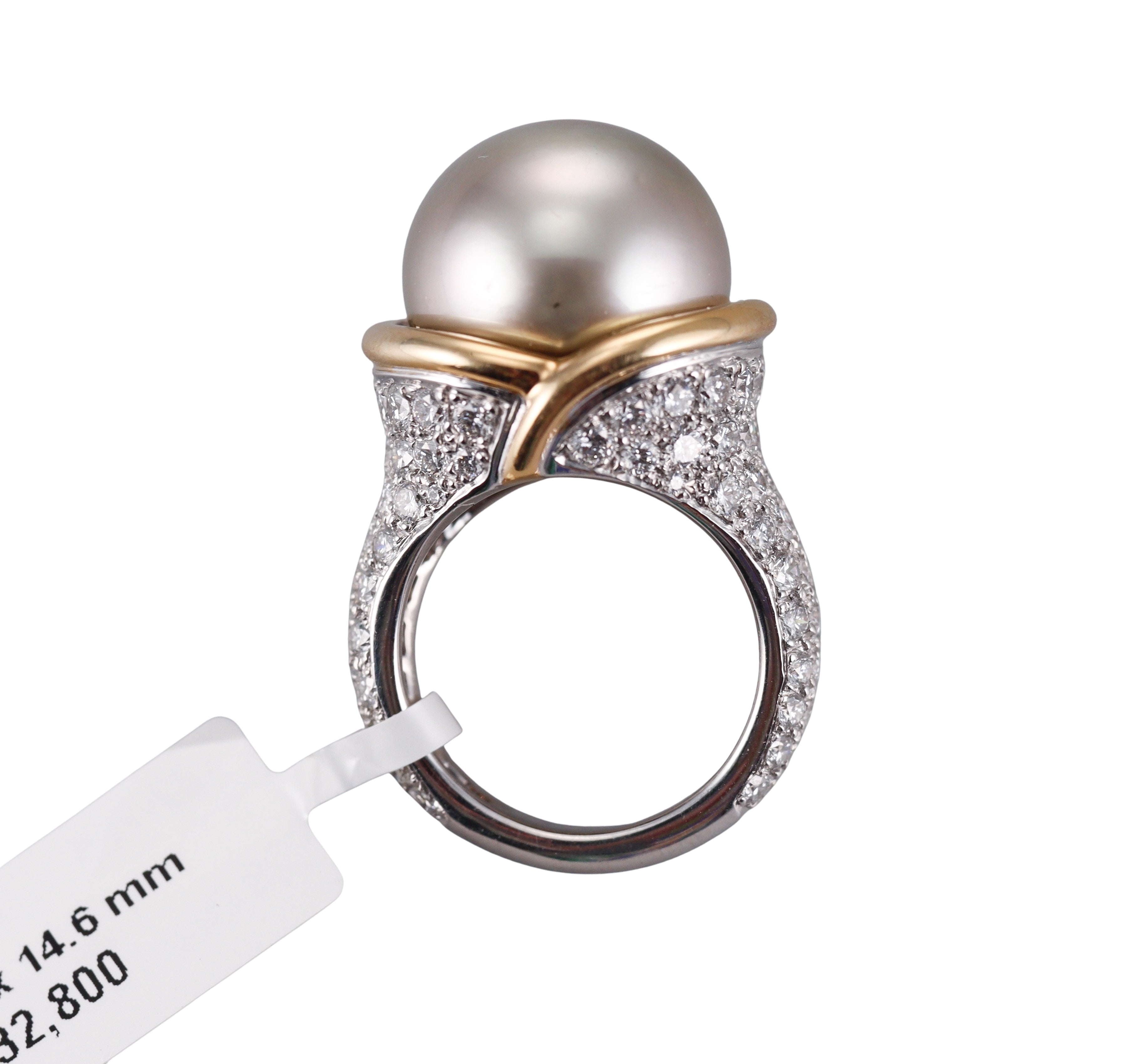 Angela Cummings Assael Diamond South Sea Tahitian Pearl Gold Platinum Ring