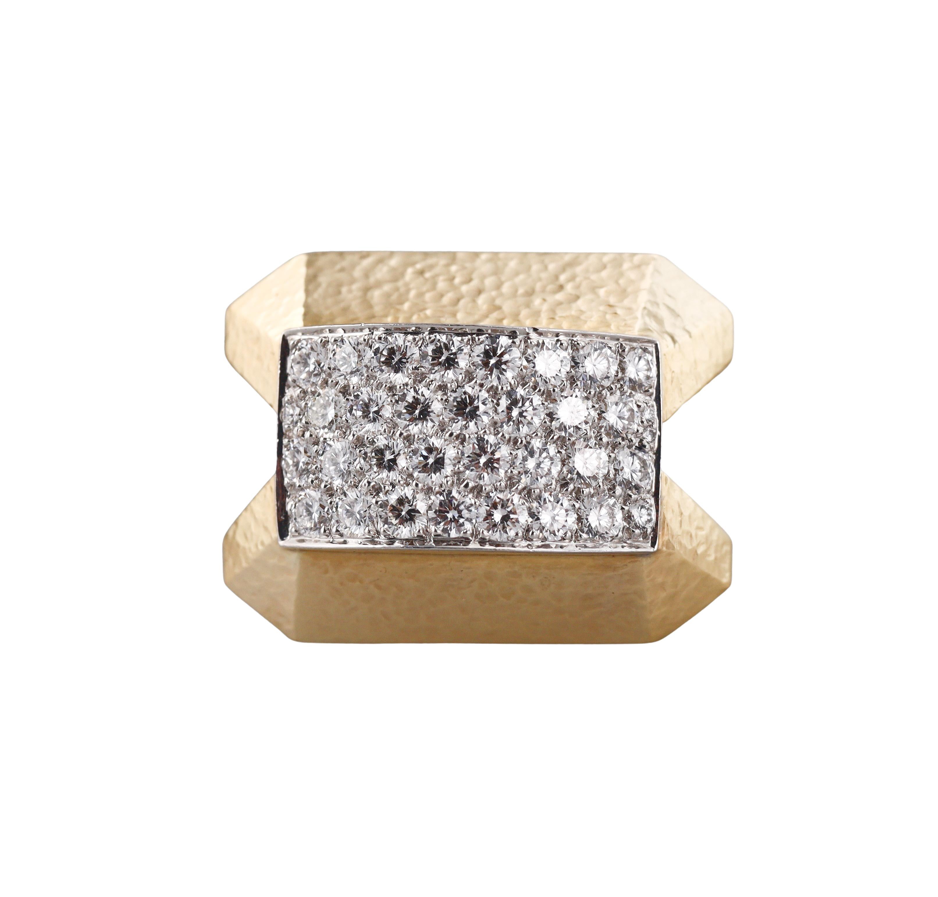 David Webb Overpass Diamond Gold Platinum Ring