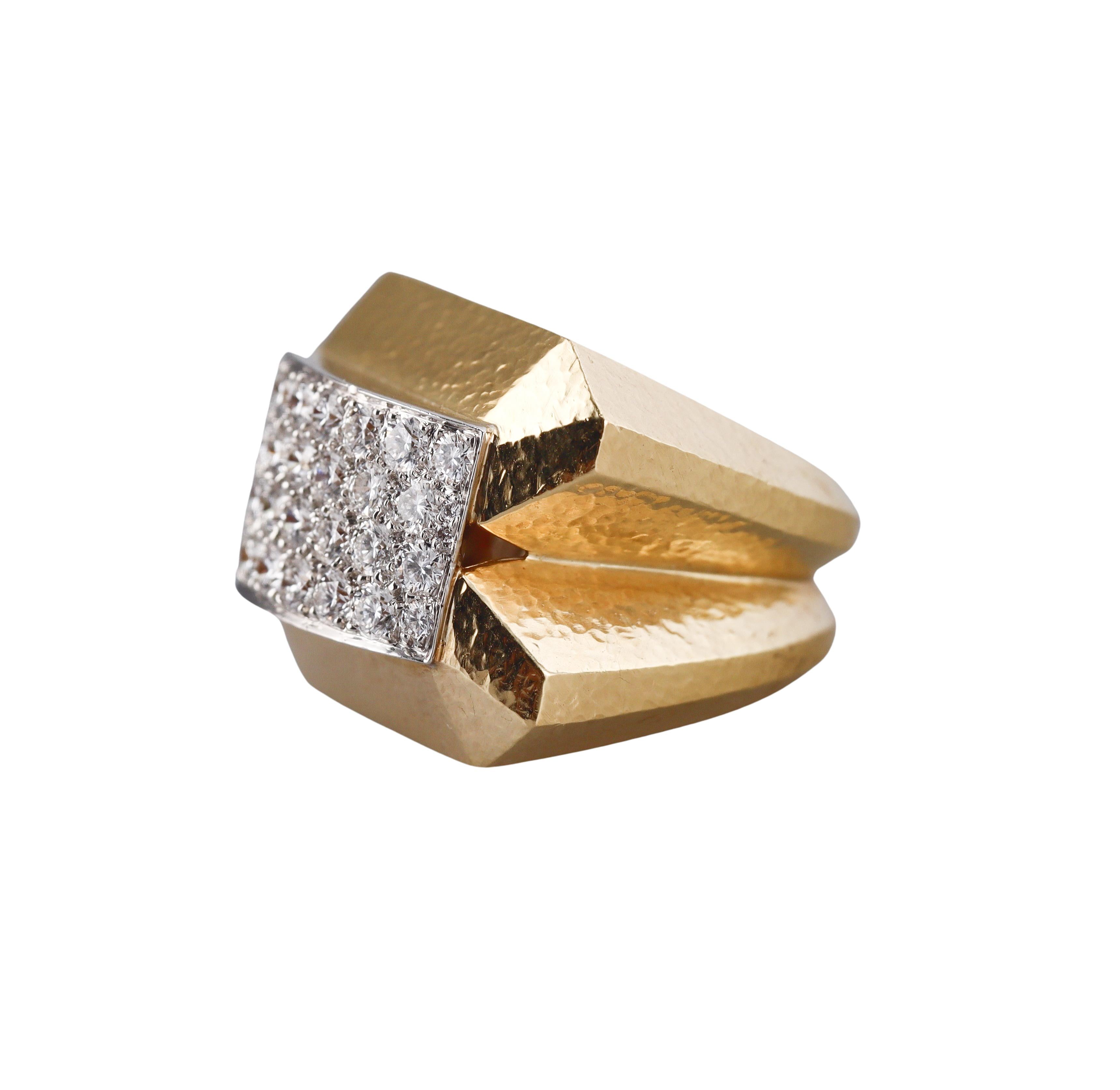 David Webb Overpass Diamond Gold Platinum Ring