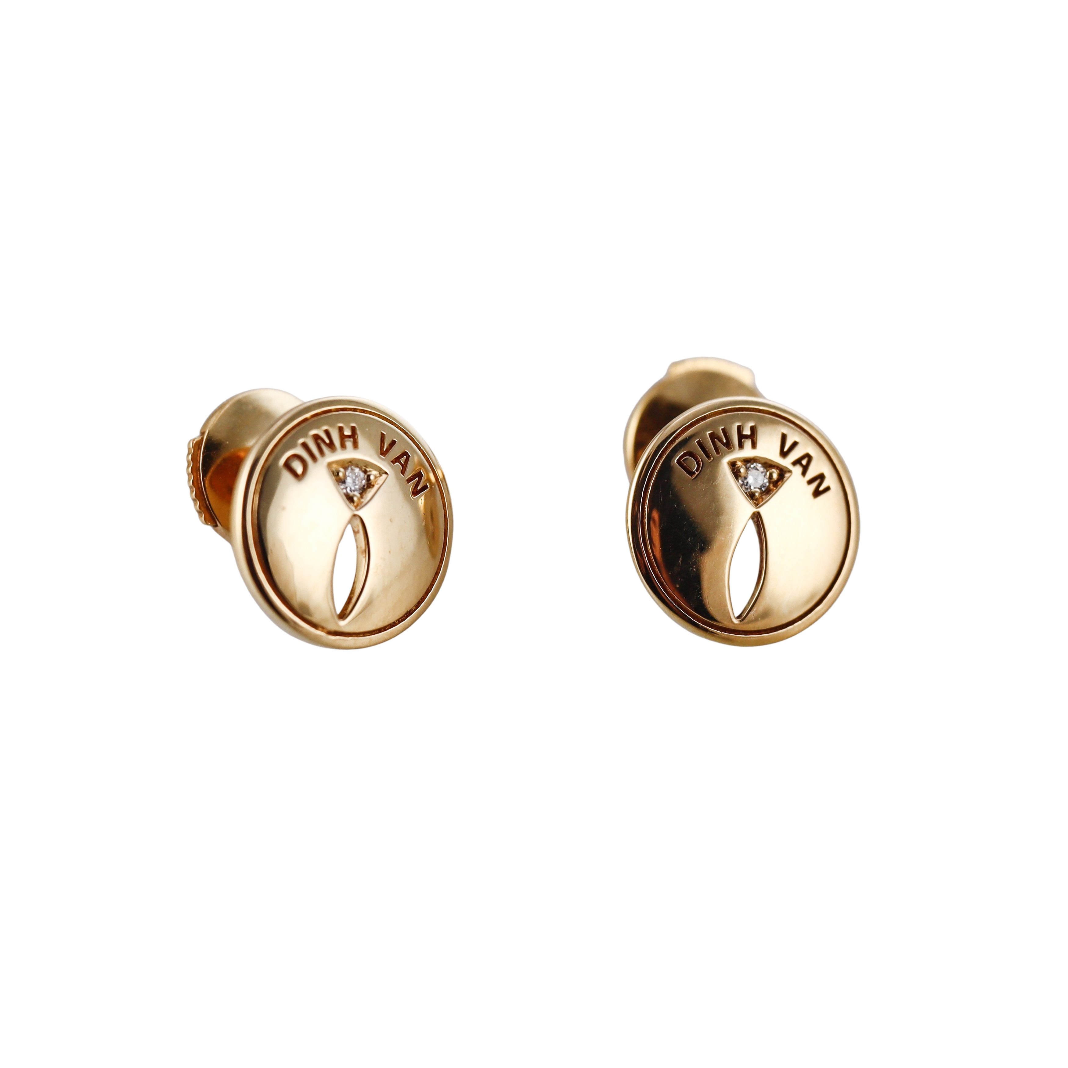 Dinh Van Yellow Gold Diamond Stud Earrings