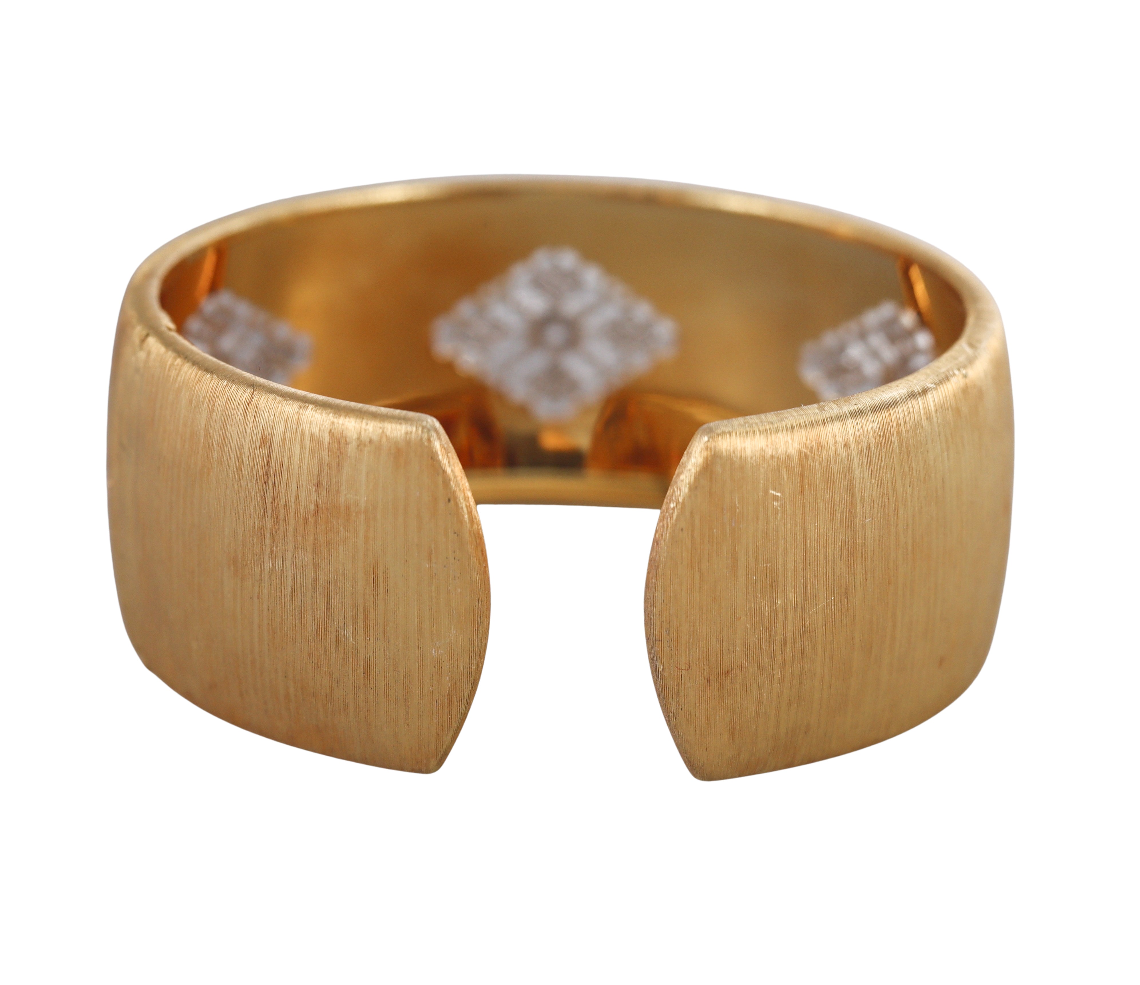 Mario Buccellati Classic Cuff Diamond Gold Bracelet