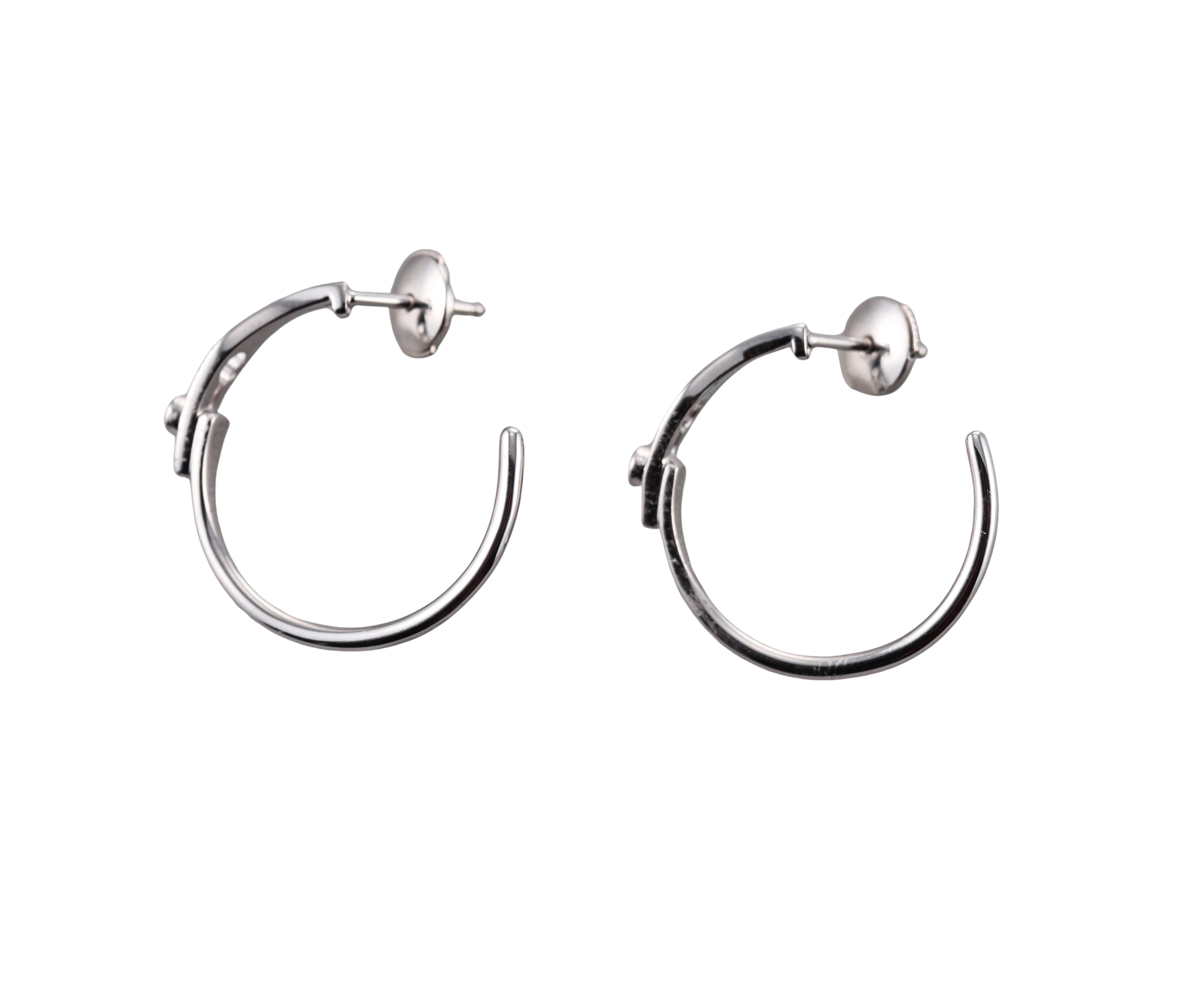 Dinh Van Serrure White Gold Diamond Hoop Earrings