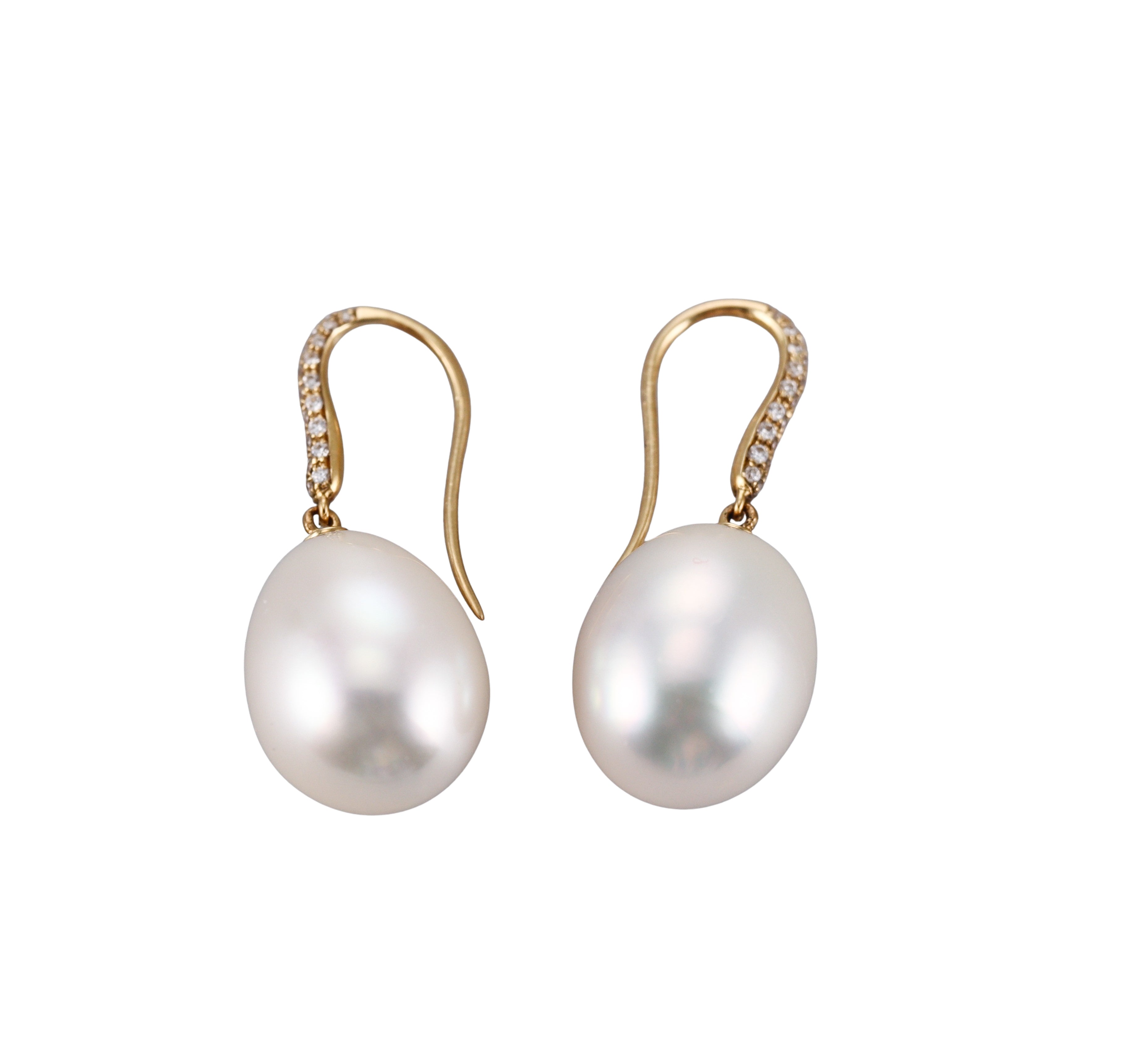 Assael South Sea Pearl Diamond Yellow Gold Drop Earrings