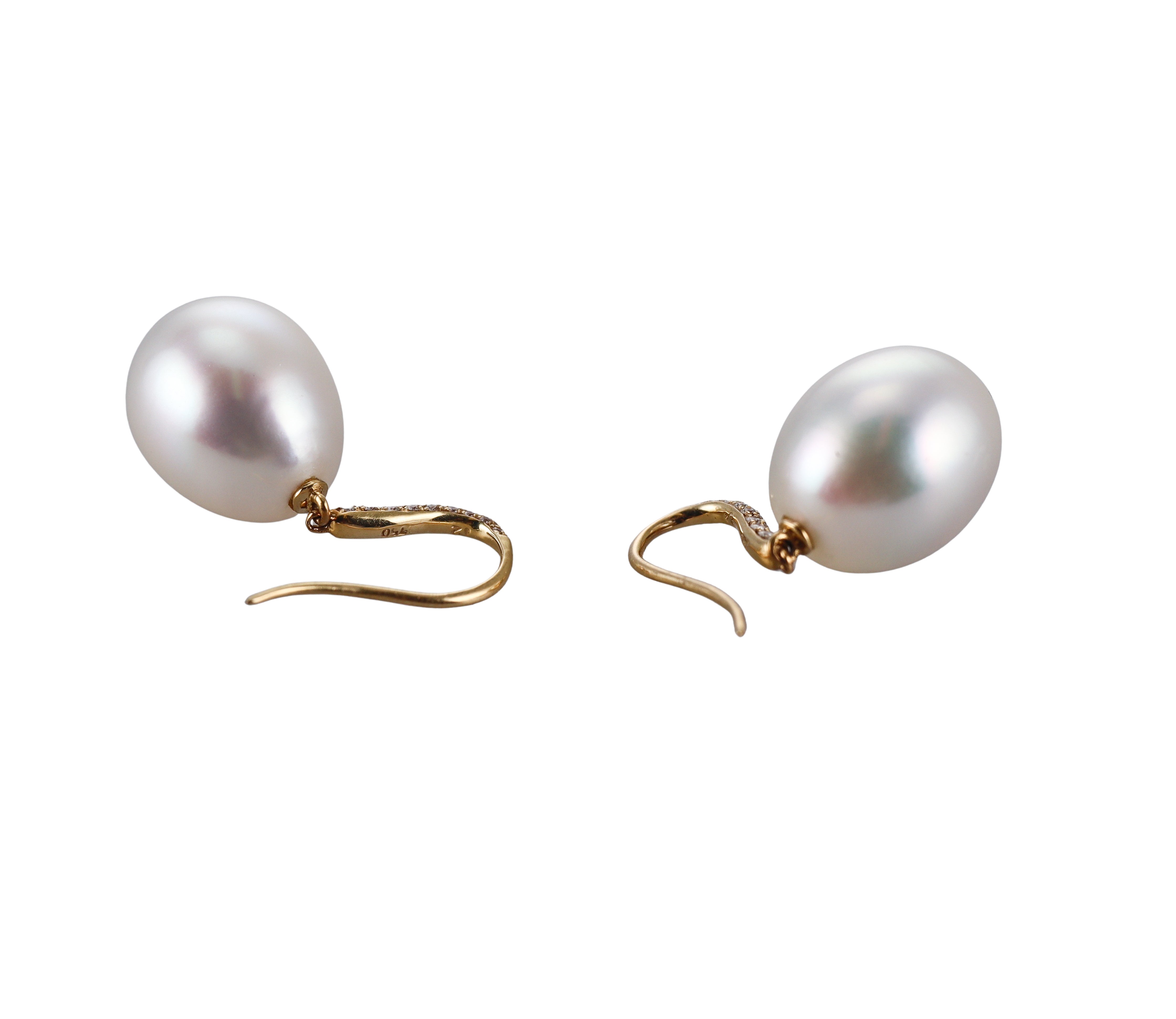 Assael South Sea Pearl Diamond Yellow Gold Drop Earrings