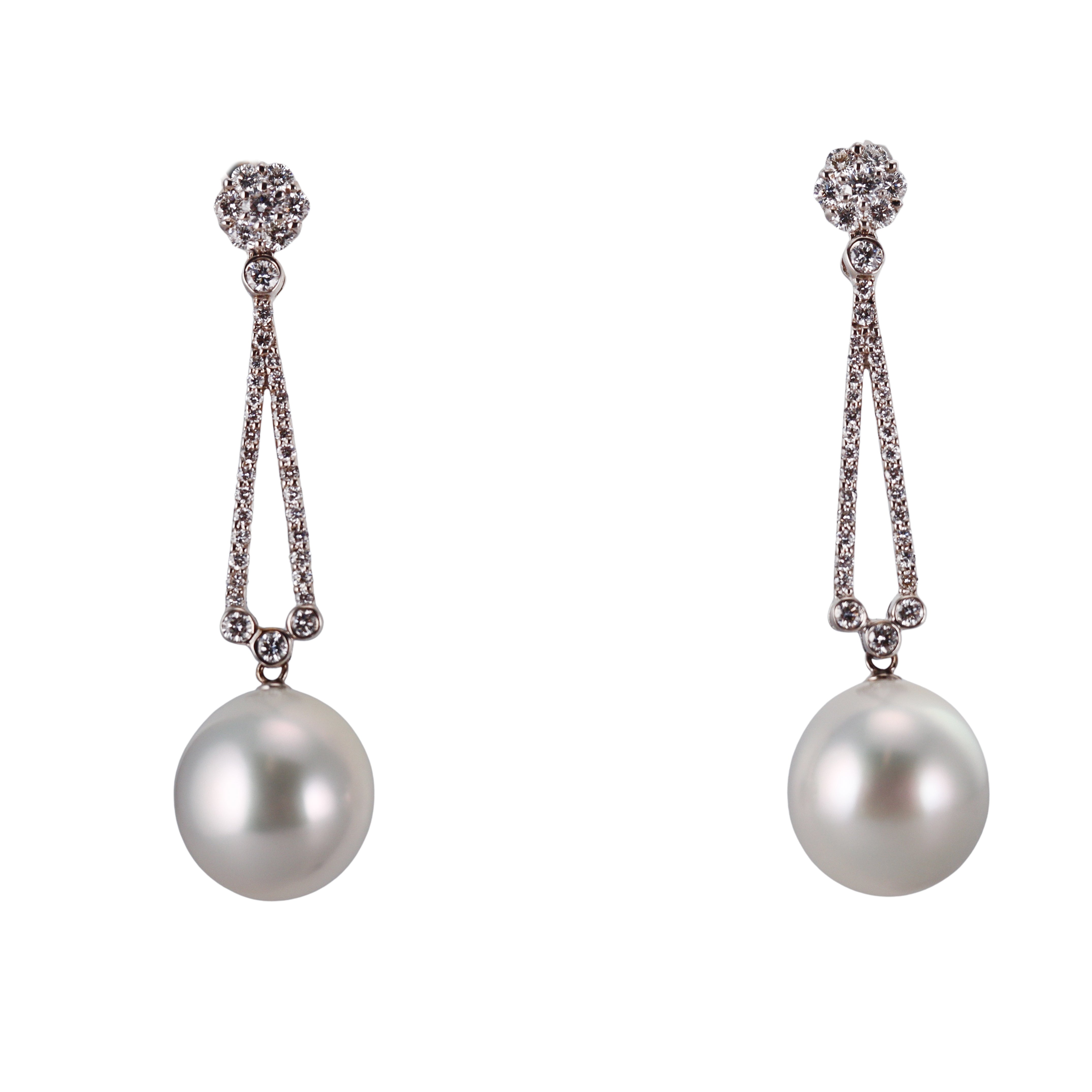 Assael South Sea Pearl Diamond Gold Drop Earrings