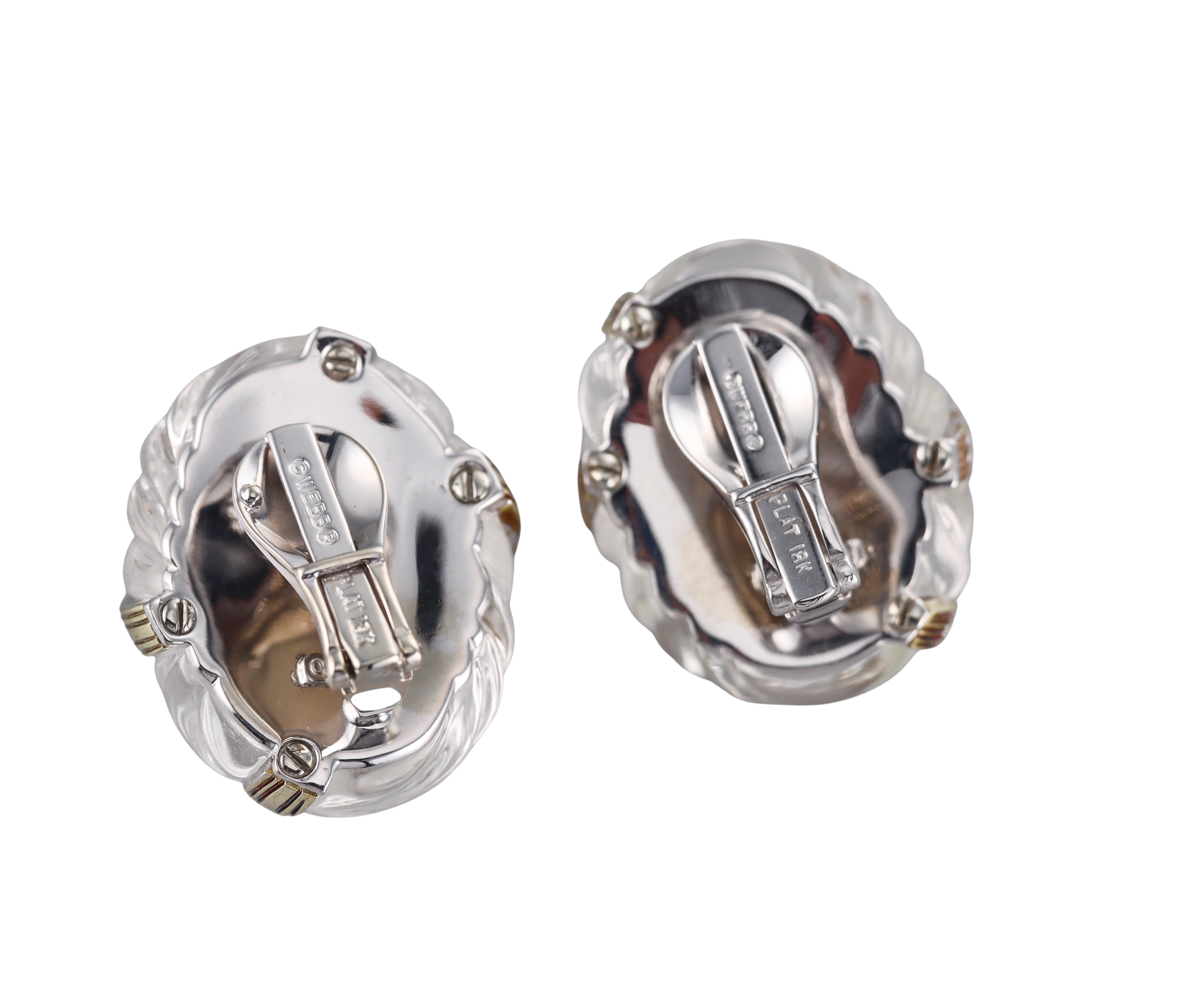 David Webb Crystal Diamond Gold Platinum Earrings