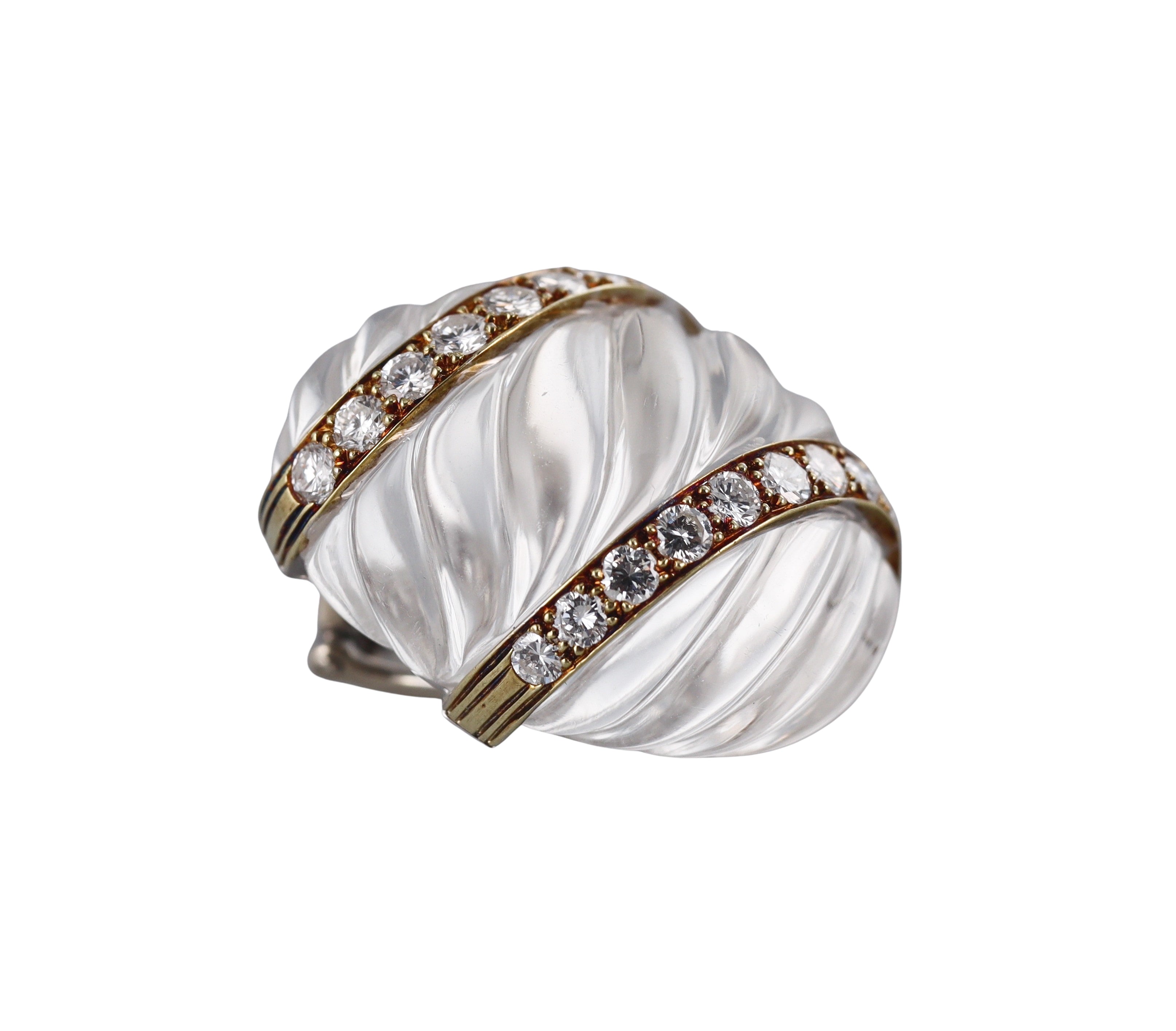 David Webb Crystal Diamond Gold Platinum Earrings