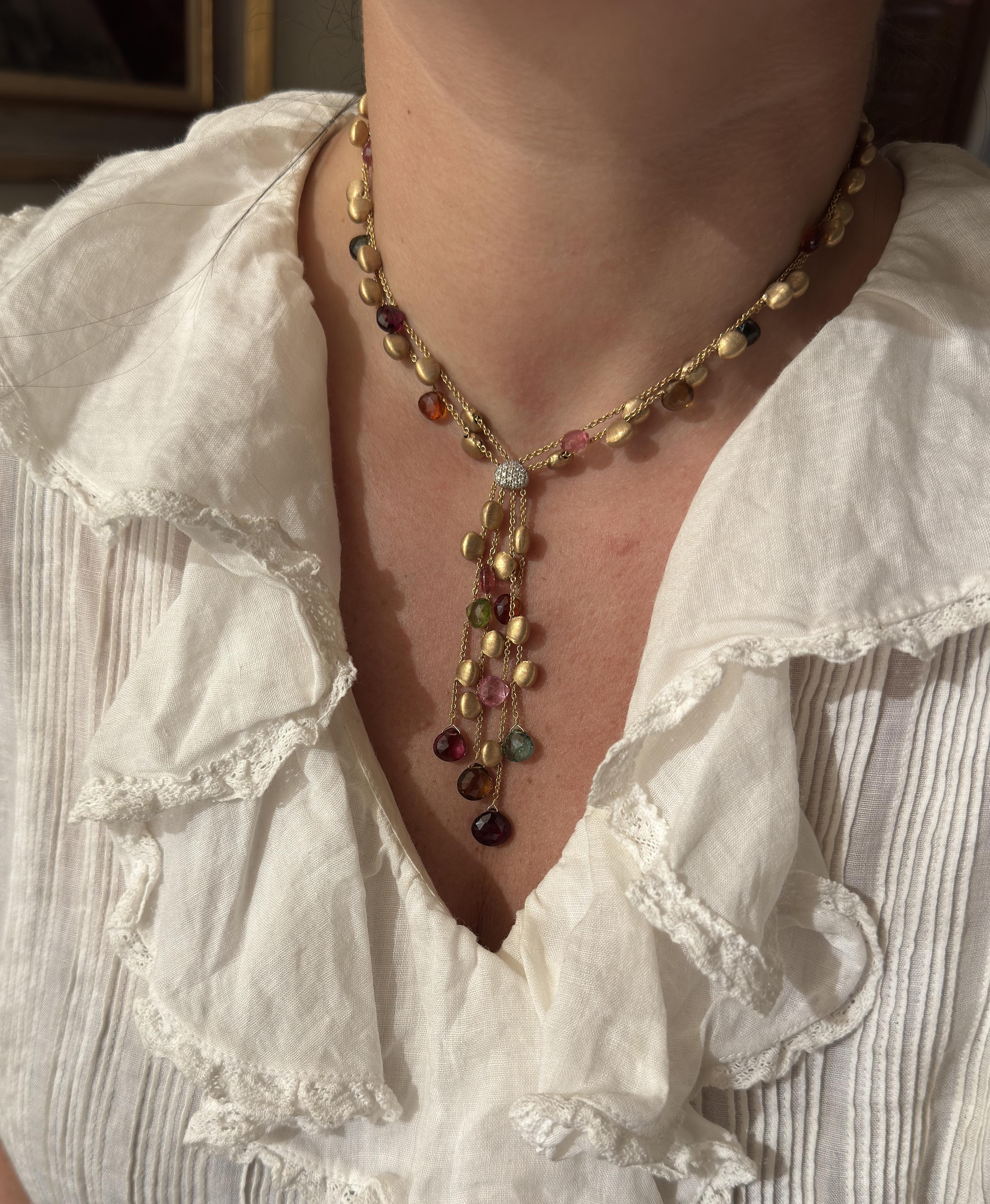 Marco Bicego Paradise Gemstone Diamond Gold Pendant Necklace