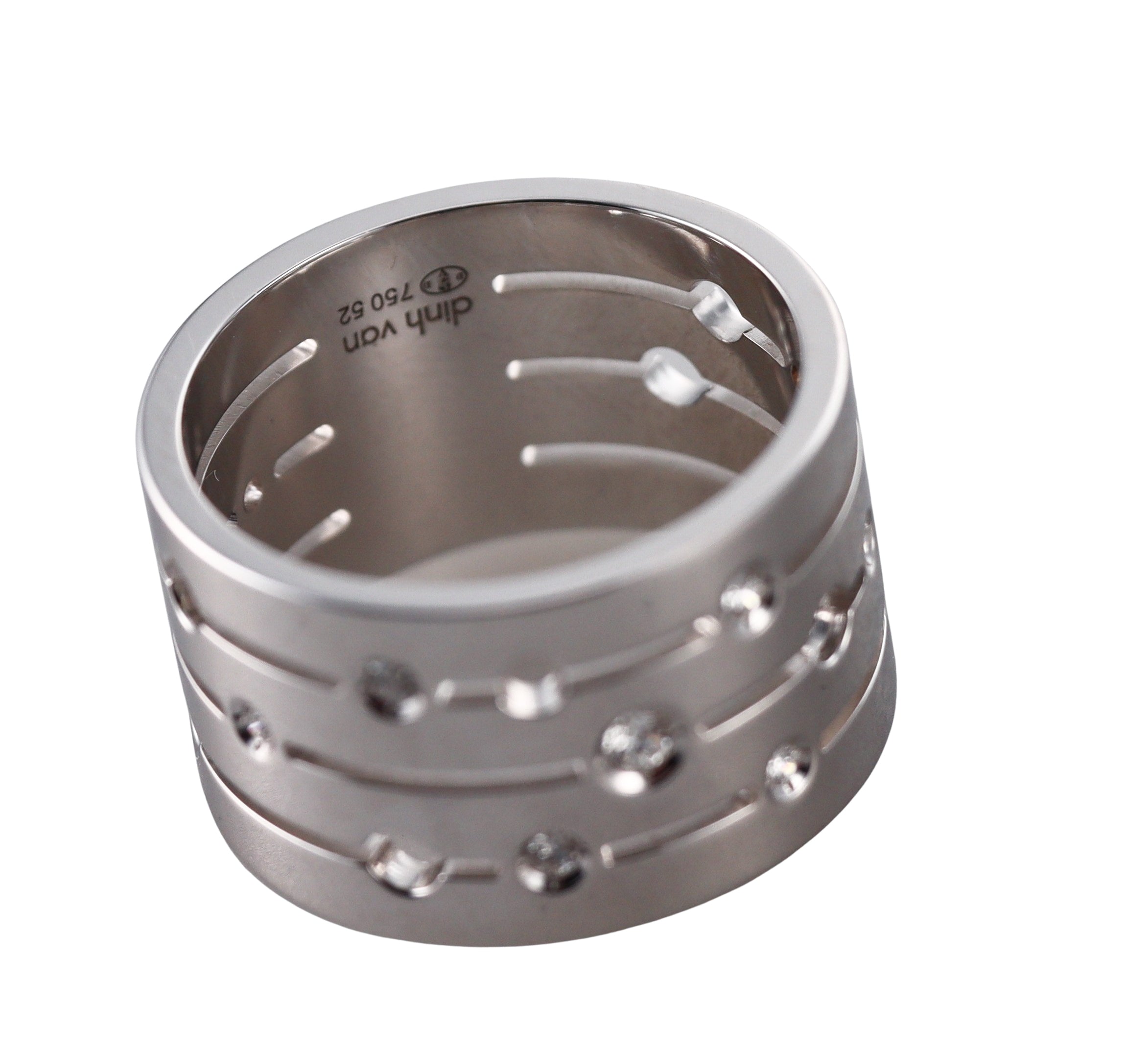 Dinh Van Pulse White Gold Diamond Band Ring Large Model