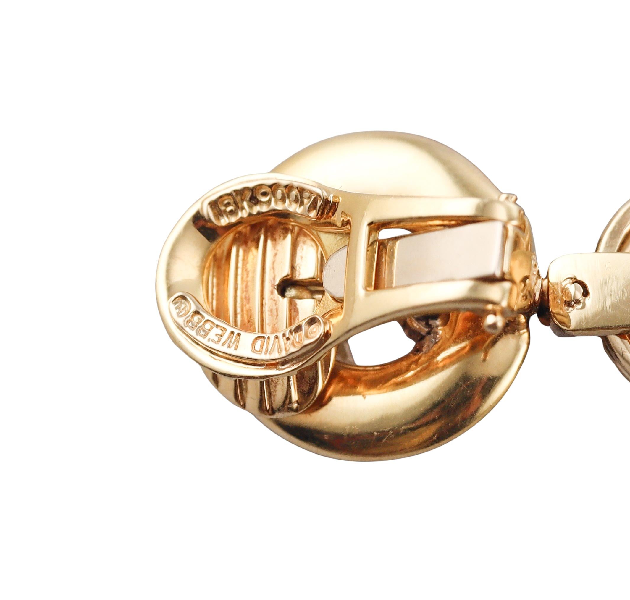 David Webb Creole Hoop Diamond Onyx Gold Platinum Earrings