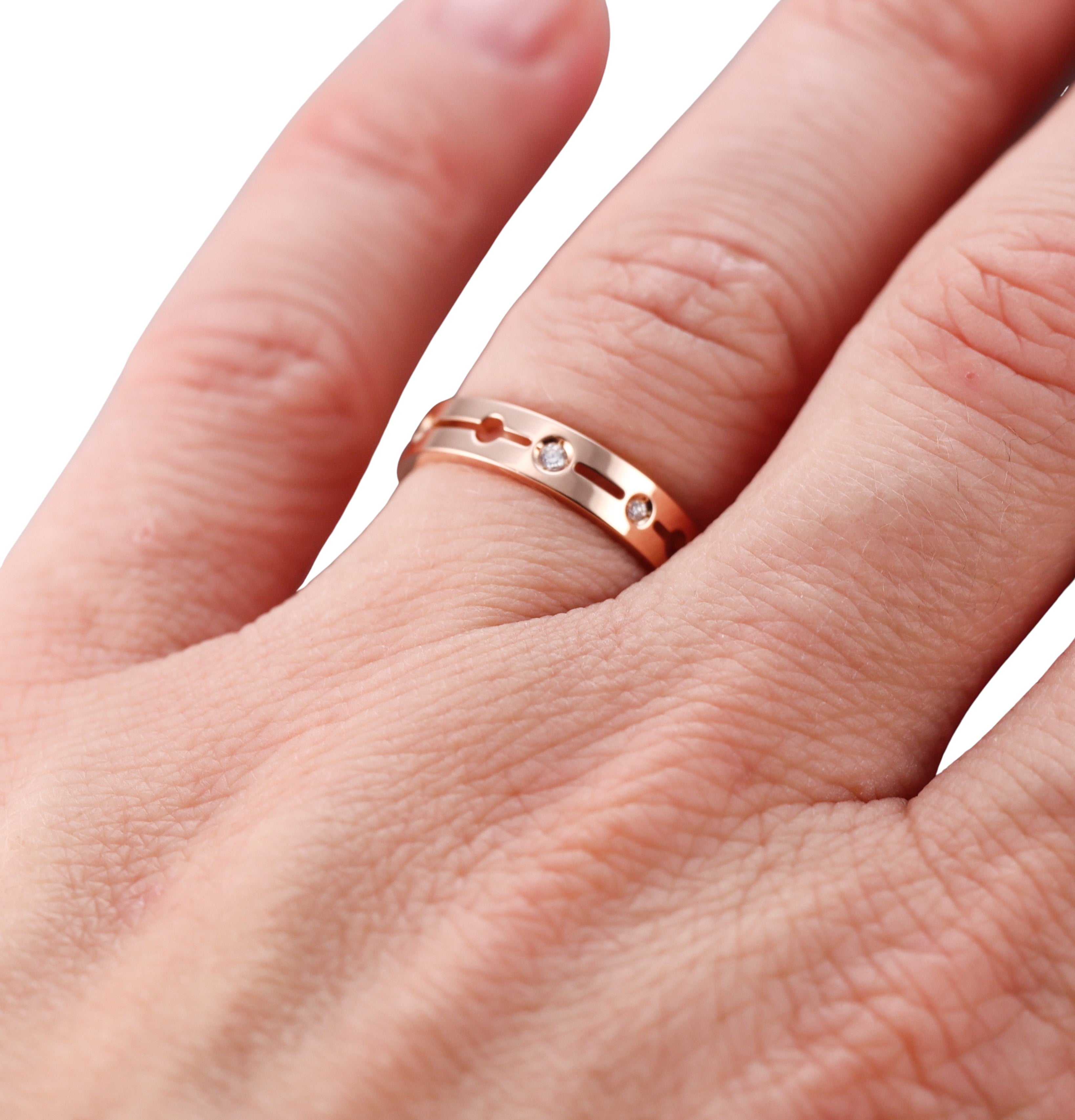 Dinh Van Pulse Rose Gold Diamond Band Ring Small Model
