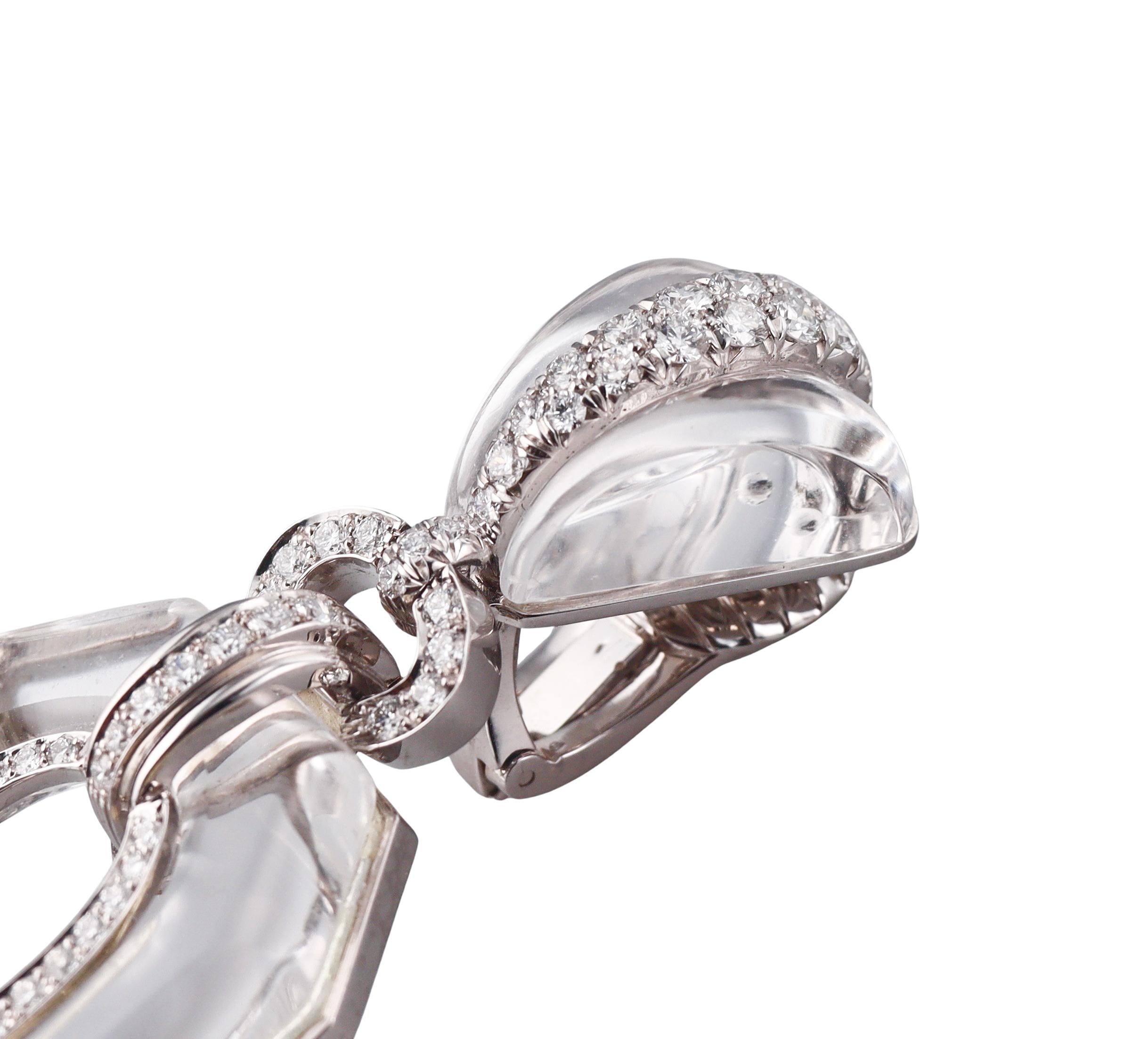 David Webb Midnight Rock Crystal Diamond Gold Platinum Earrings