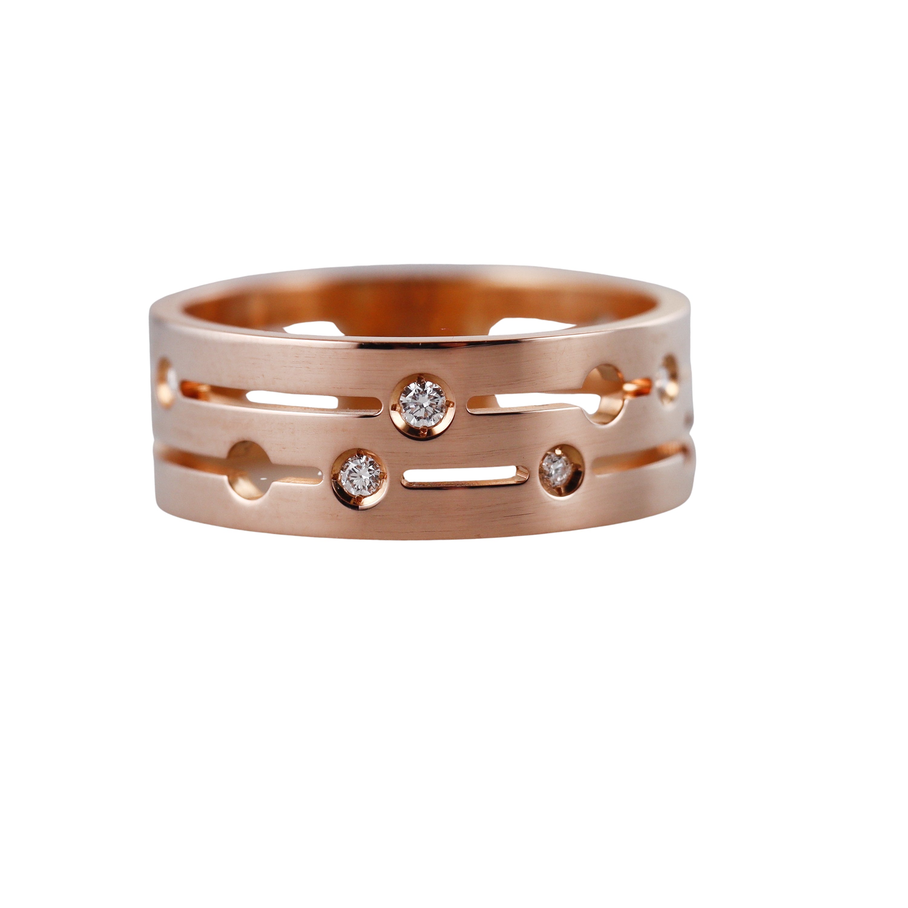Dinh Van Pulse Rose Gold Diamond Band Ring Medium Model