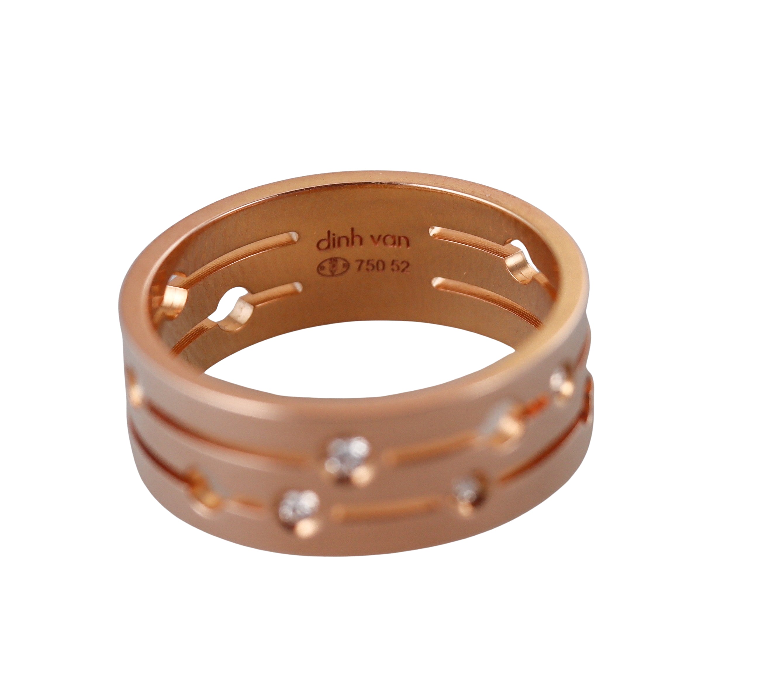 Dinh Van Pulse Rose Gold Diamond Band Ring Medium Model