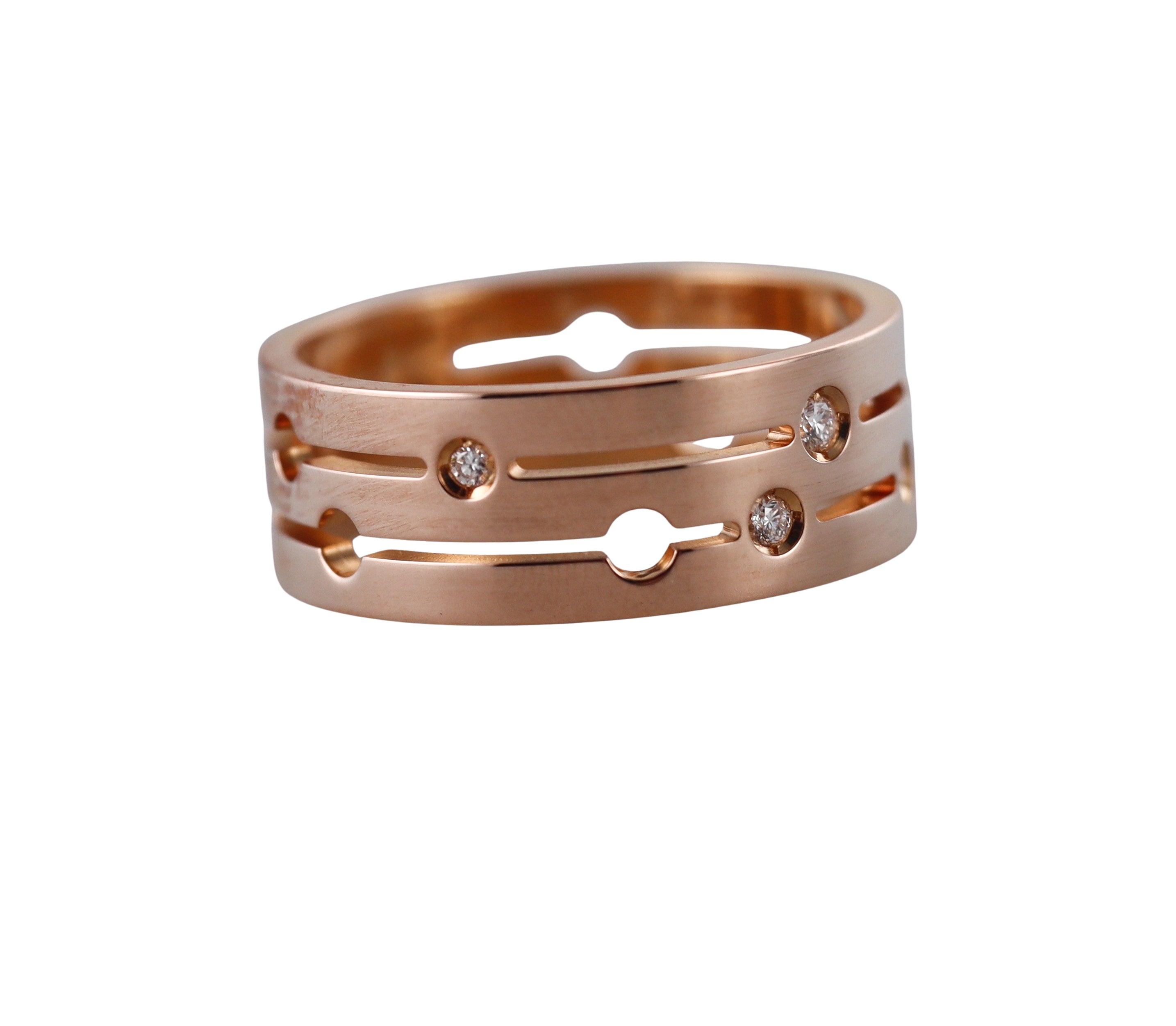 Dinh Van Pulse Rose Gold Diamond Band Ring Medium Model