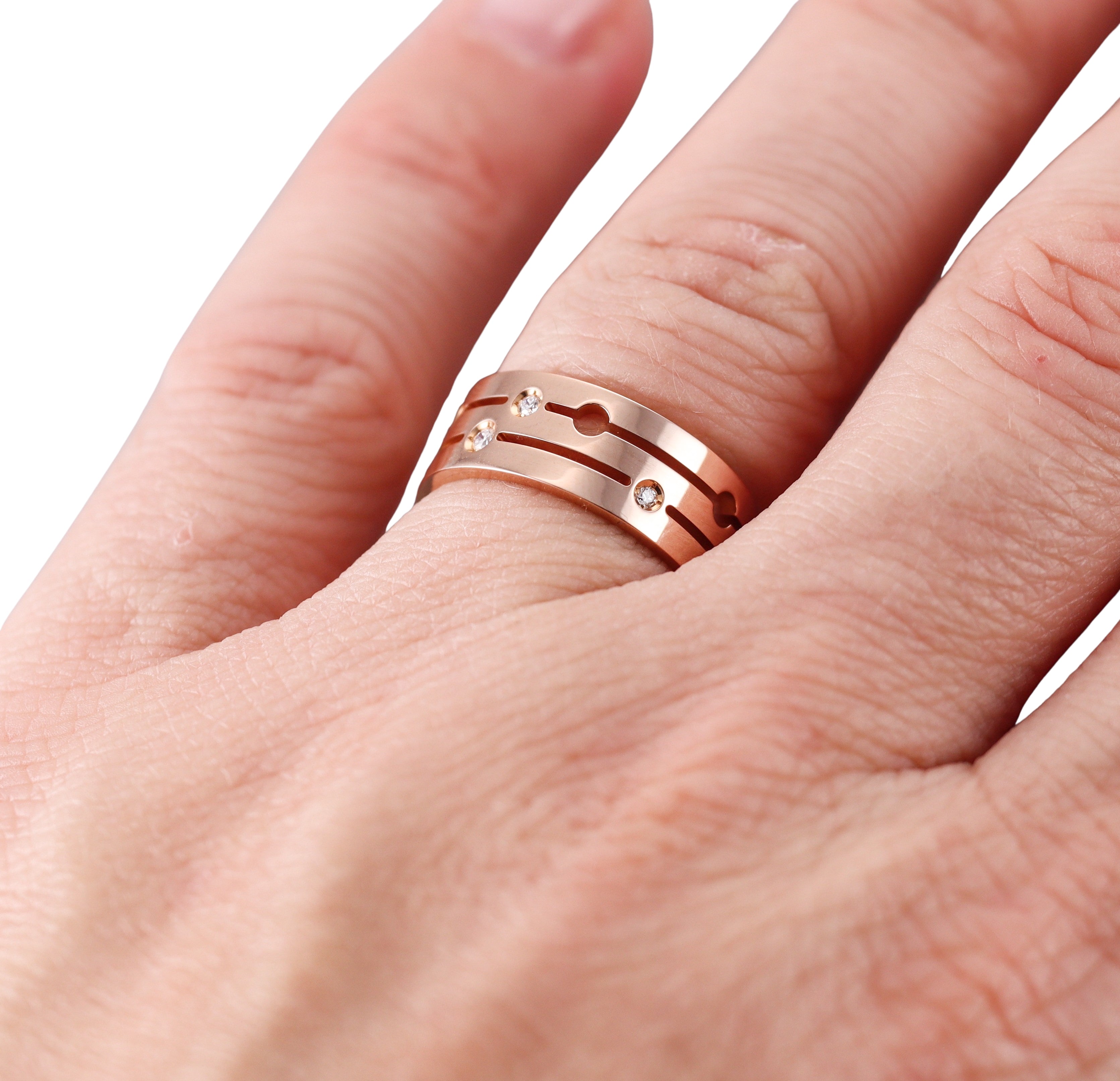 Dinh Van Pulse Rose Gold Diamond Band Ring Medium Model