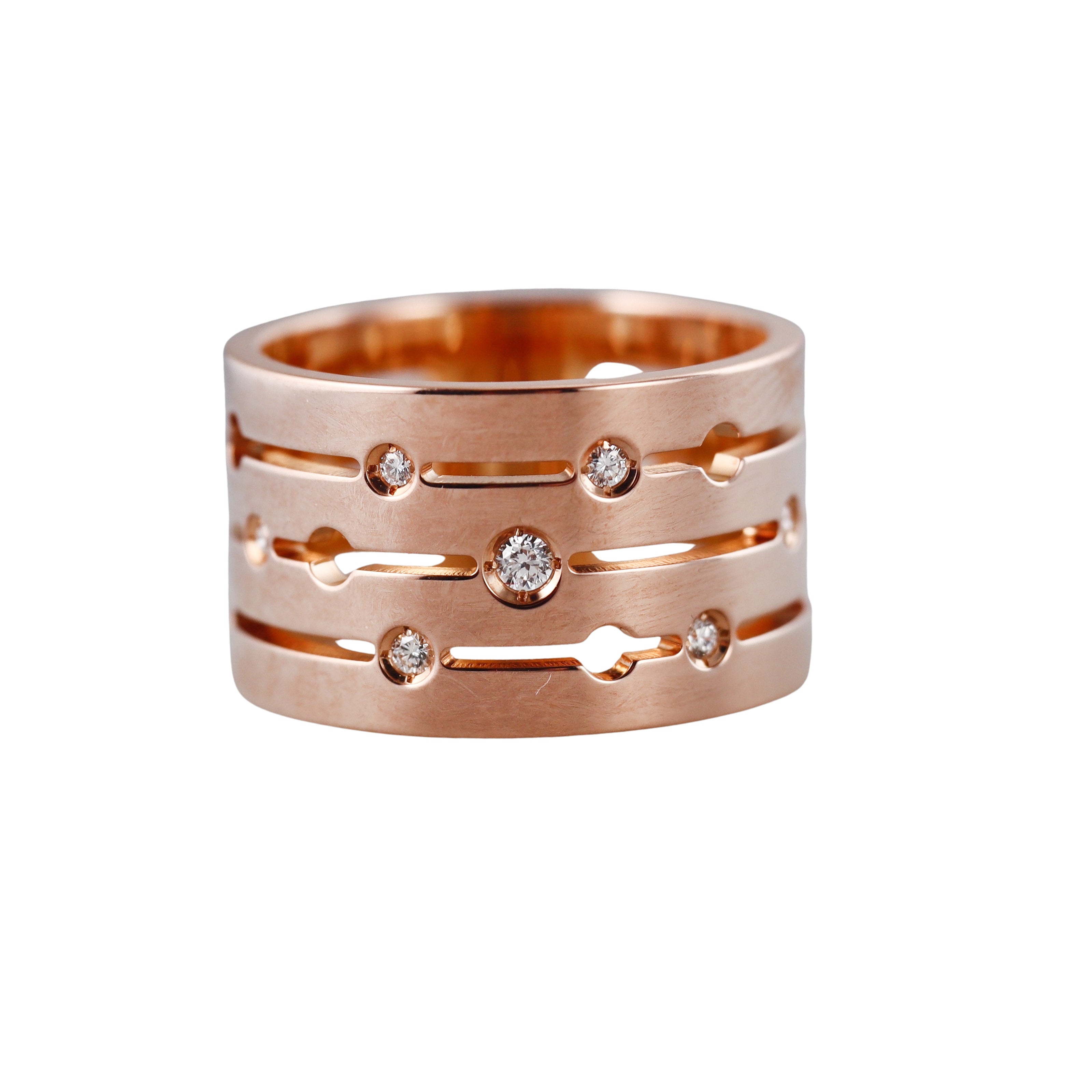 Dinh Van Pulse Rose Gold  Diamond Band Ring Large Model