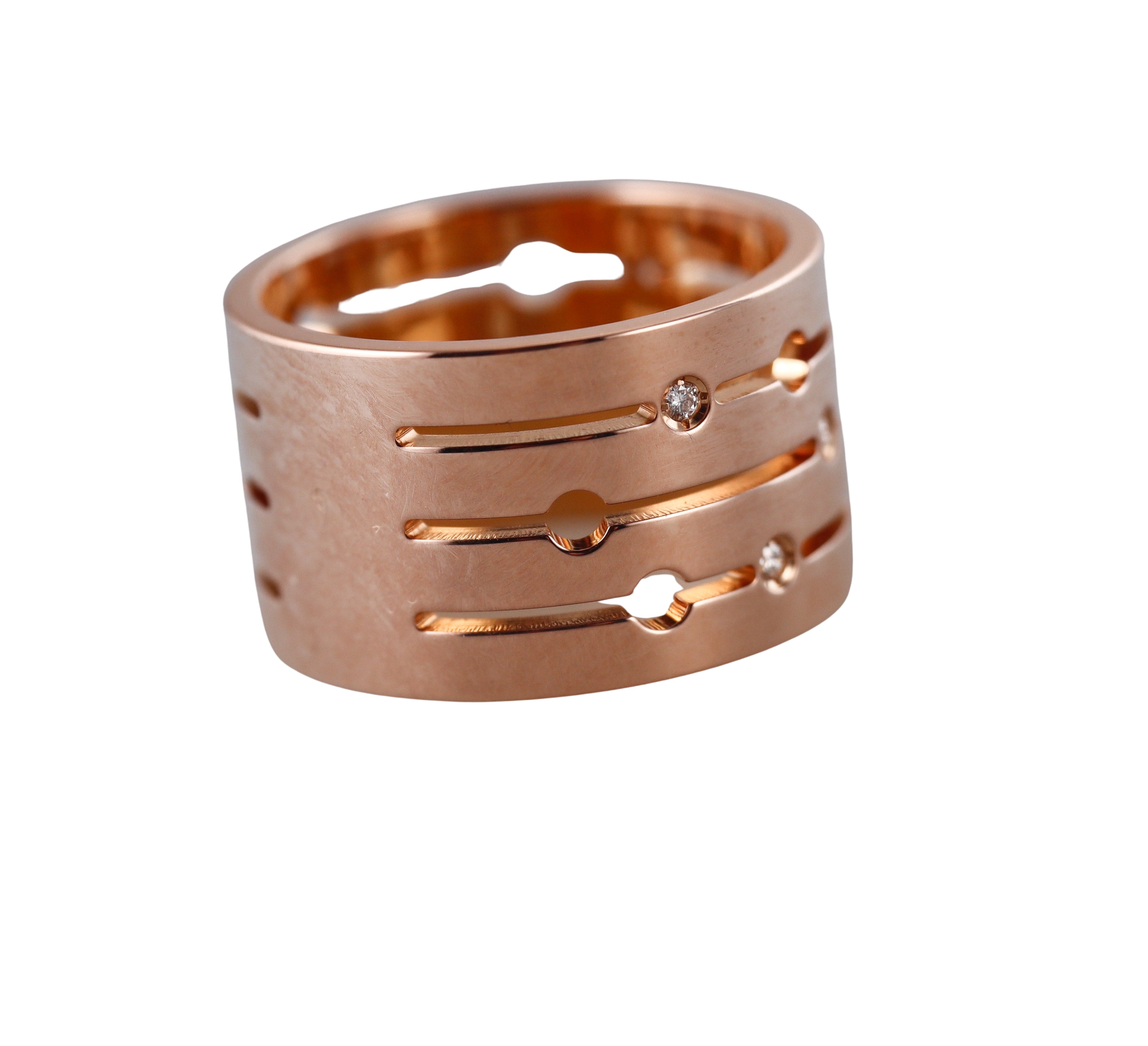 Dinh Van Pulse Rose Gold  Diamond Band Ring Large Model