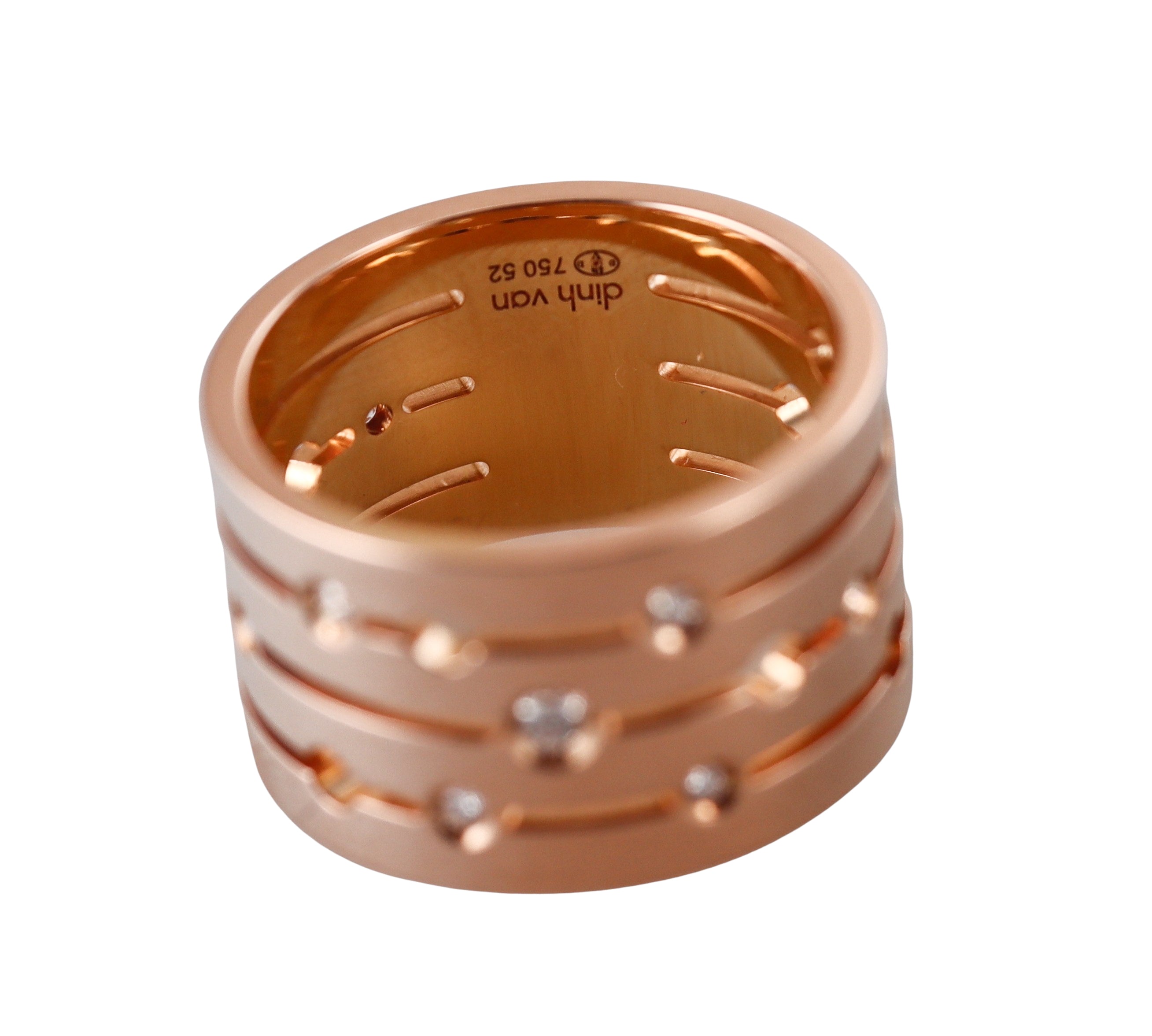 Dinh Van Pulse Rose Gold Diamond Band Ring Large Model