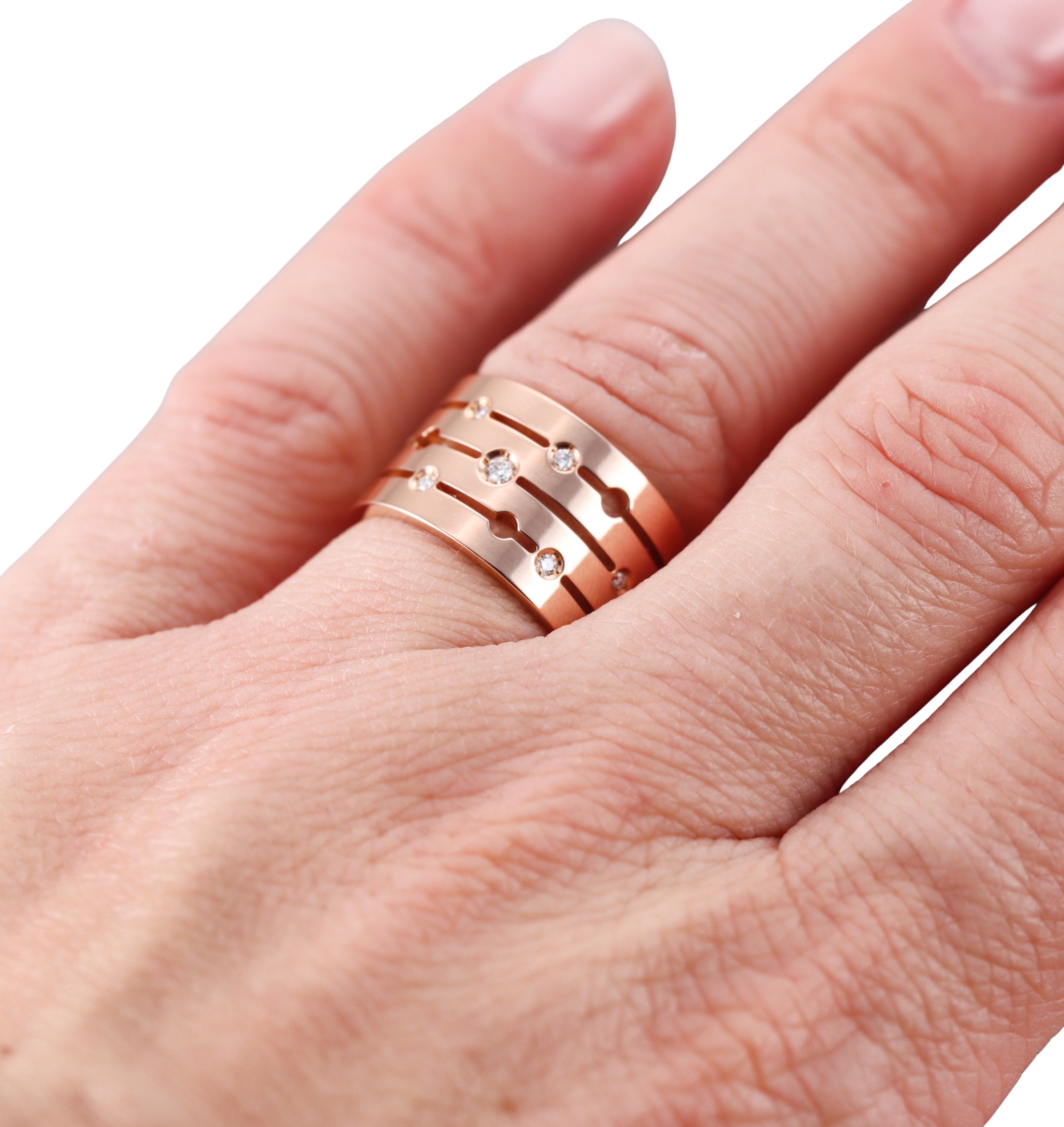 Dinh Van Pulse Rose Gold Diamond Band Ring Large Model