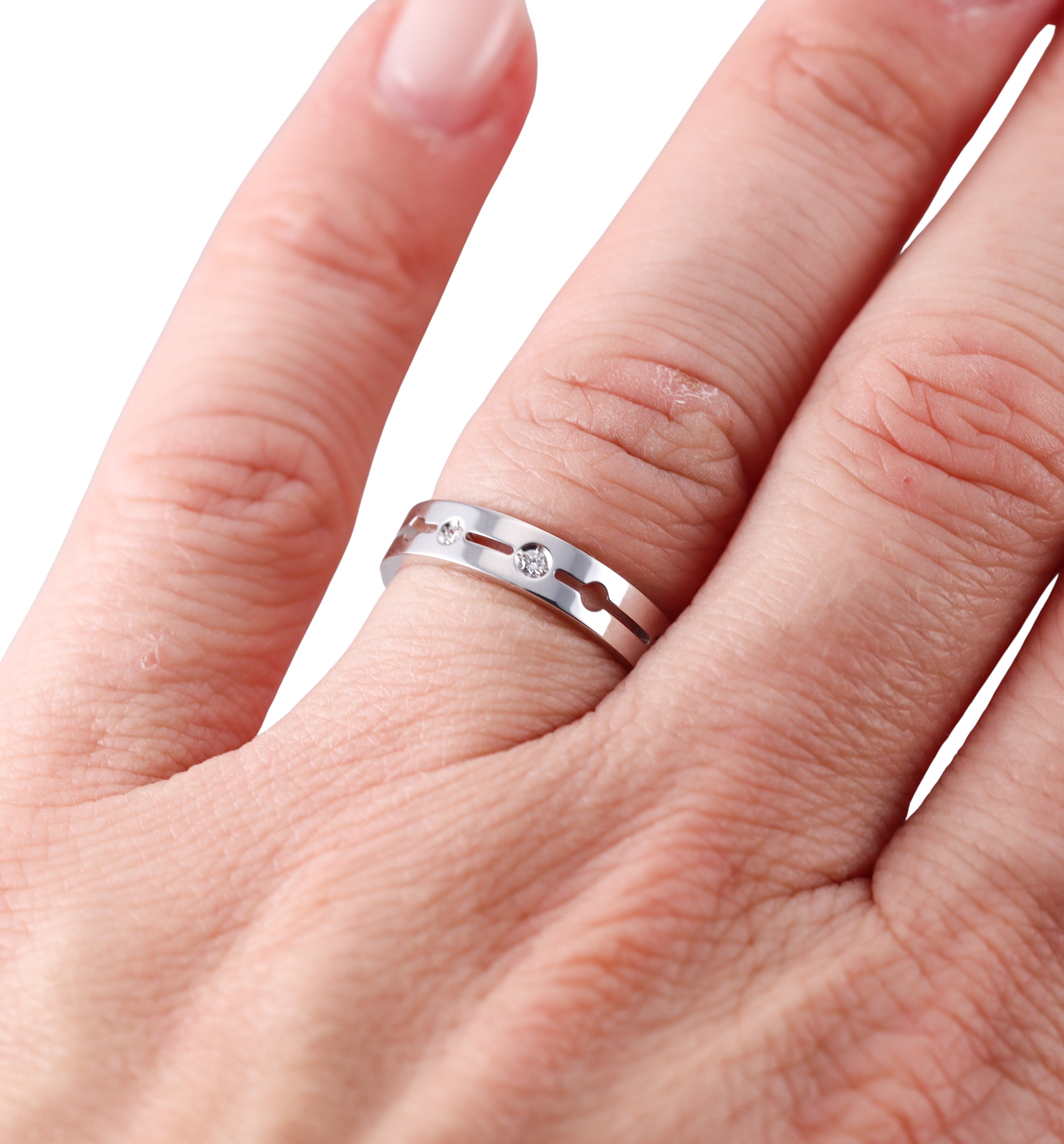 Dinh Van Pulse White Gold Diamond Band Ring Small Model