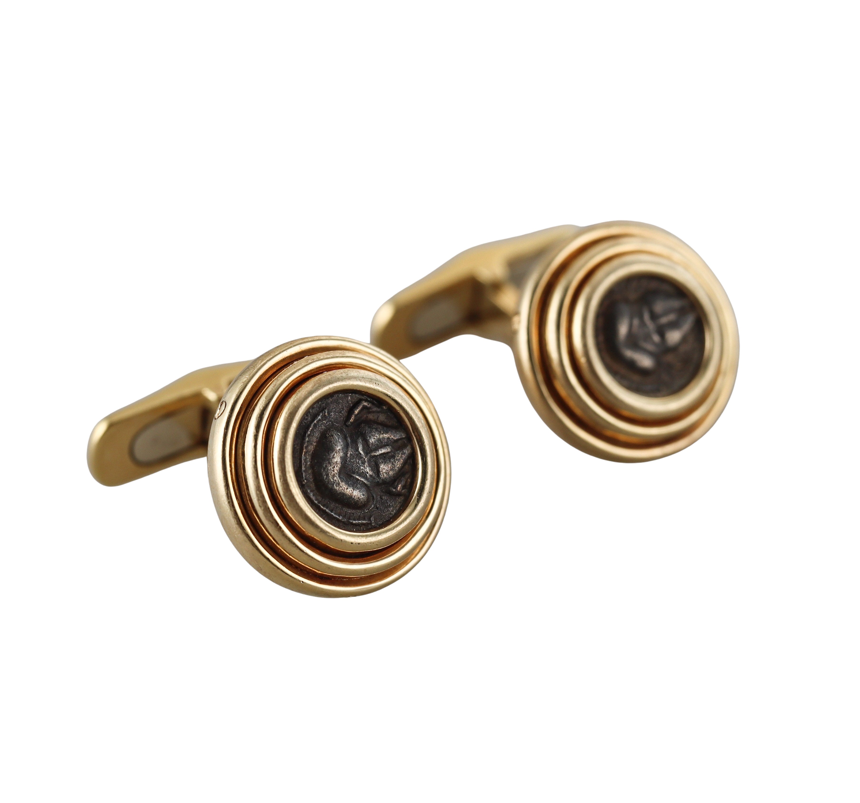 Bulgari Bvlgari Ancient Coin Gold Cufflinks Thrace Mesembria, 5th 4th