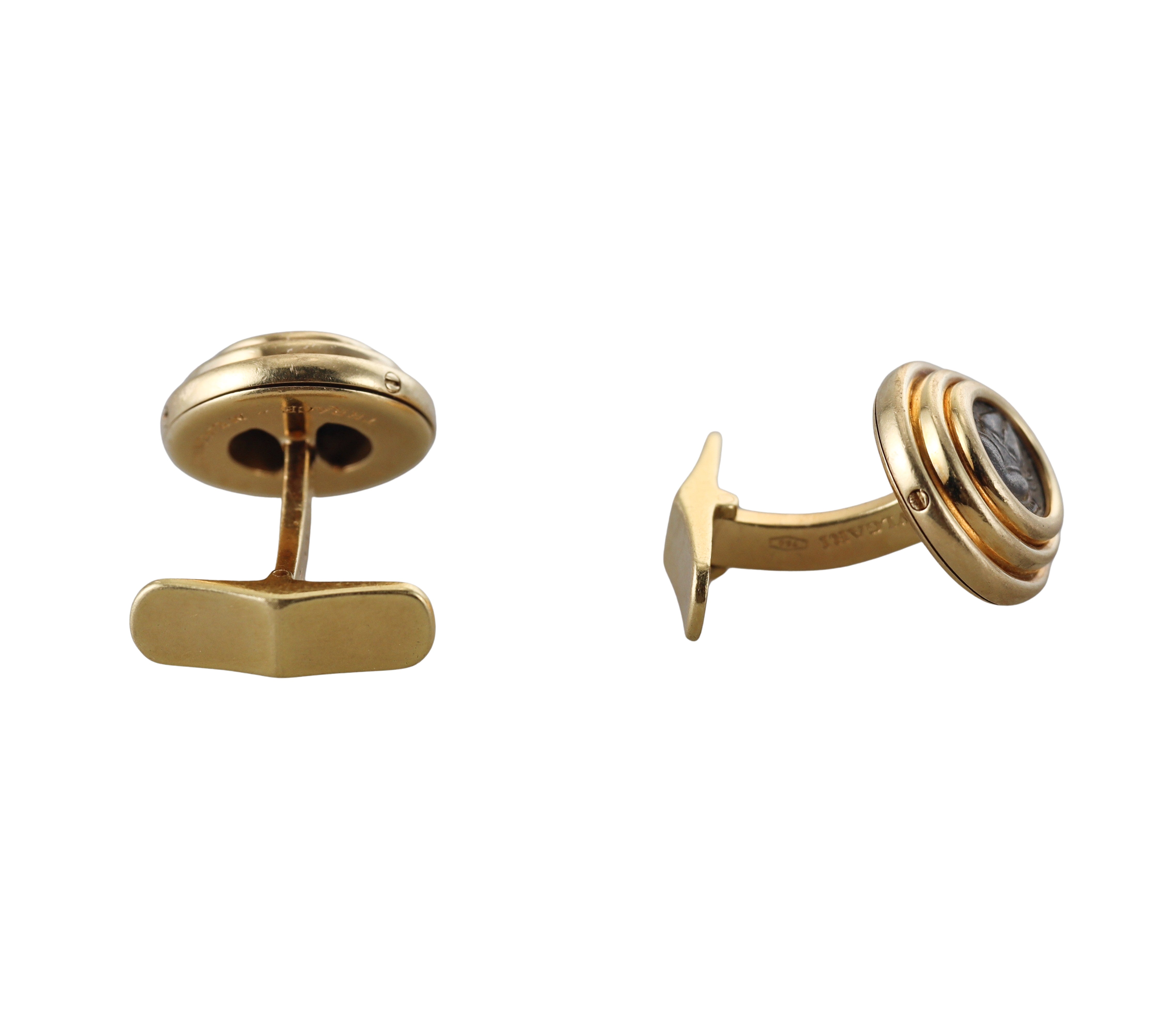 Bulgari Bvlgari Ancient Coin Gold Cufflinks Thrace Mesembria, 5th 4th