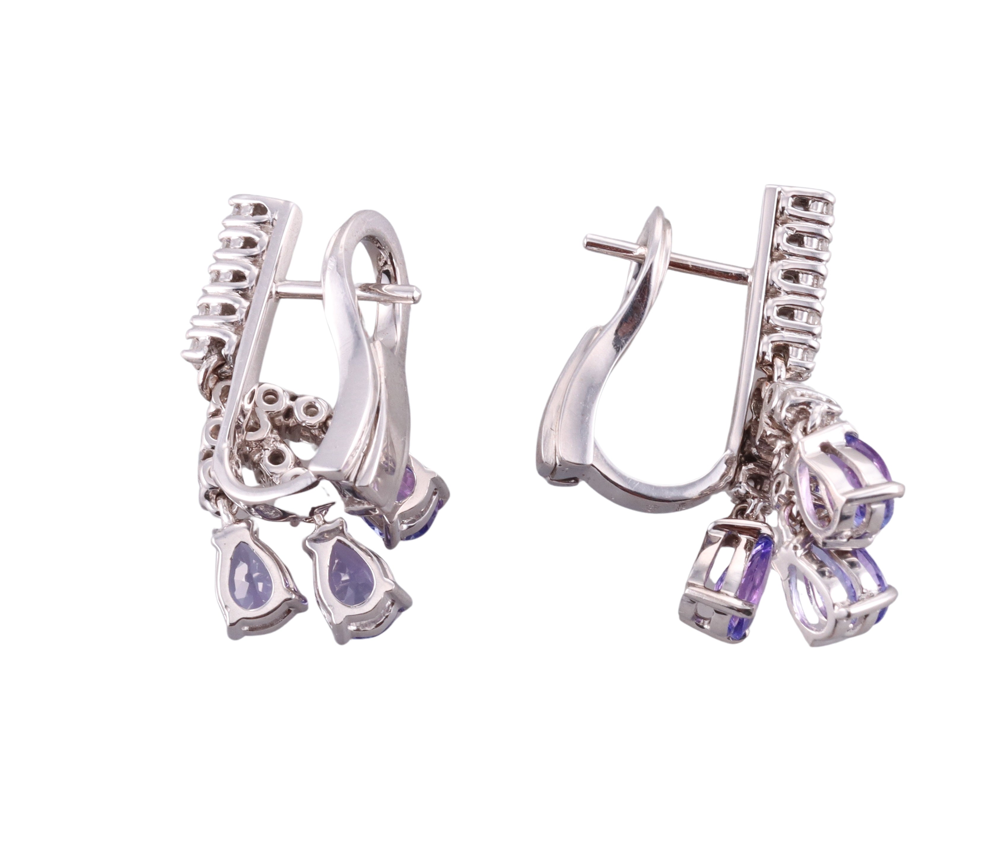 Gianni Lazzaro Diamond Tanzanite Gold Drop Earrings