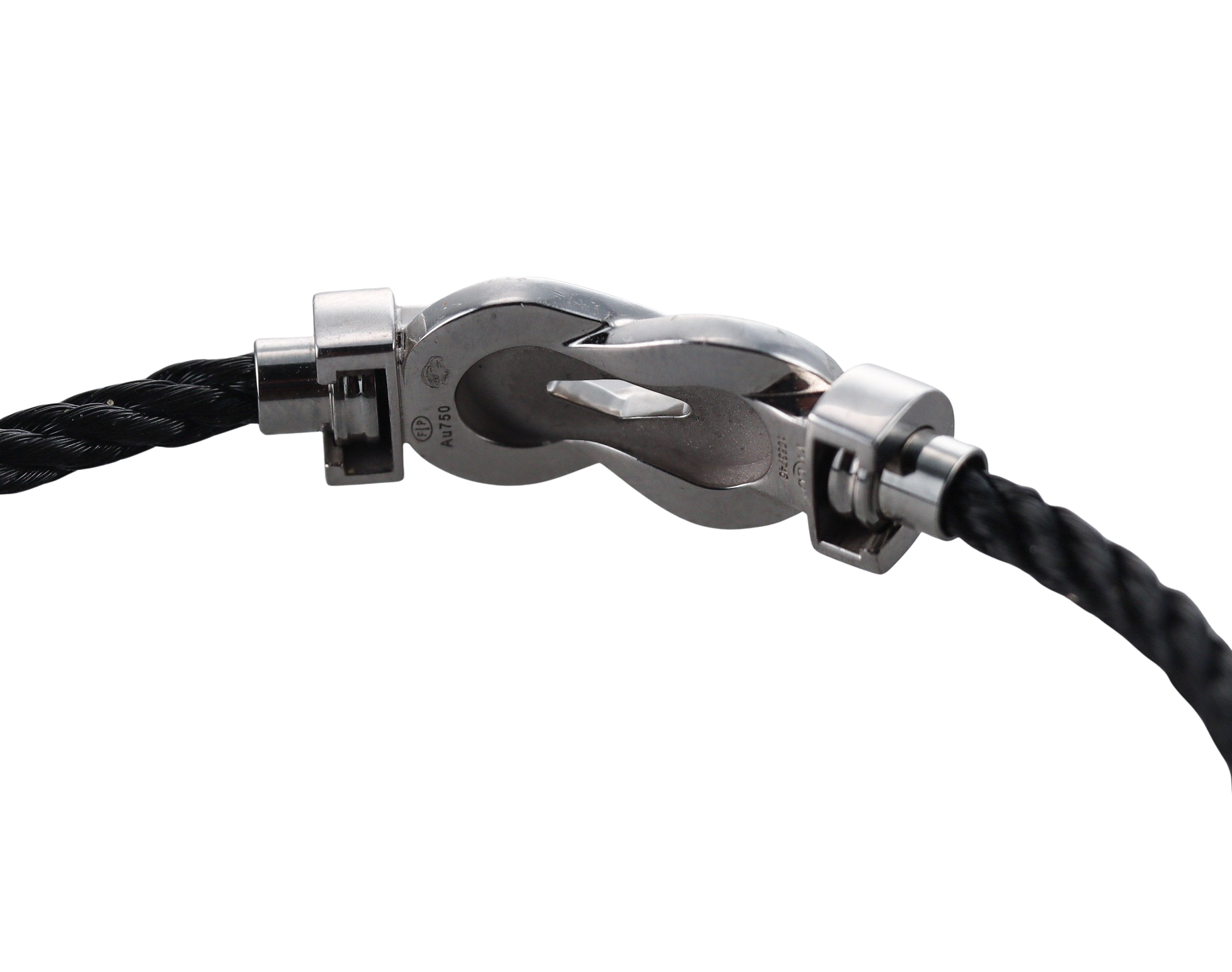 Fred Force 10 18k White Gold Small Model Black Cord Bracelet