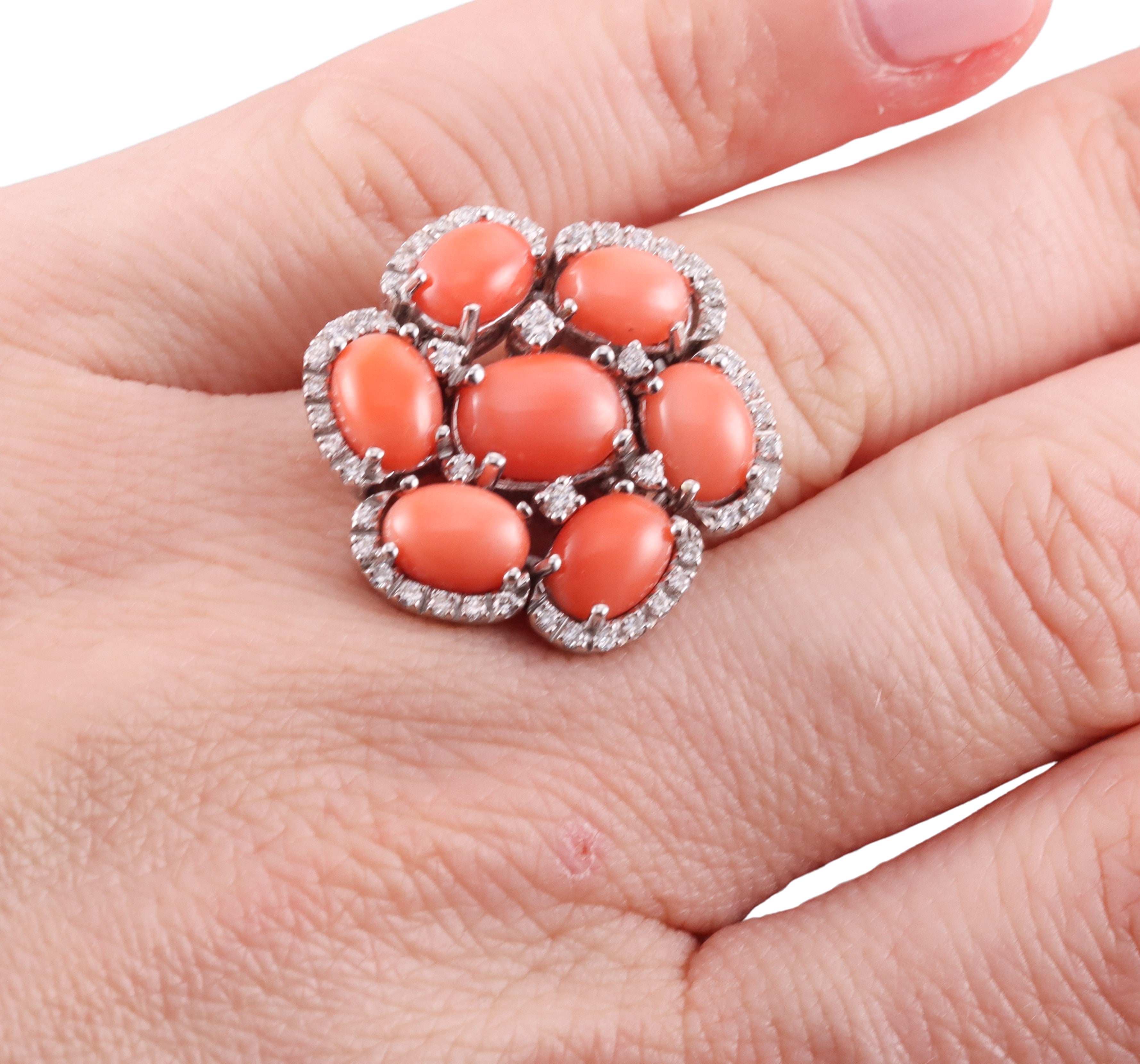 Zydo Diamond Coral Cocktail Ring