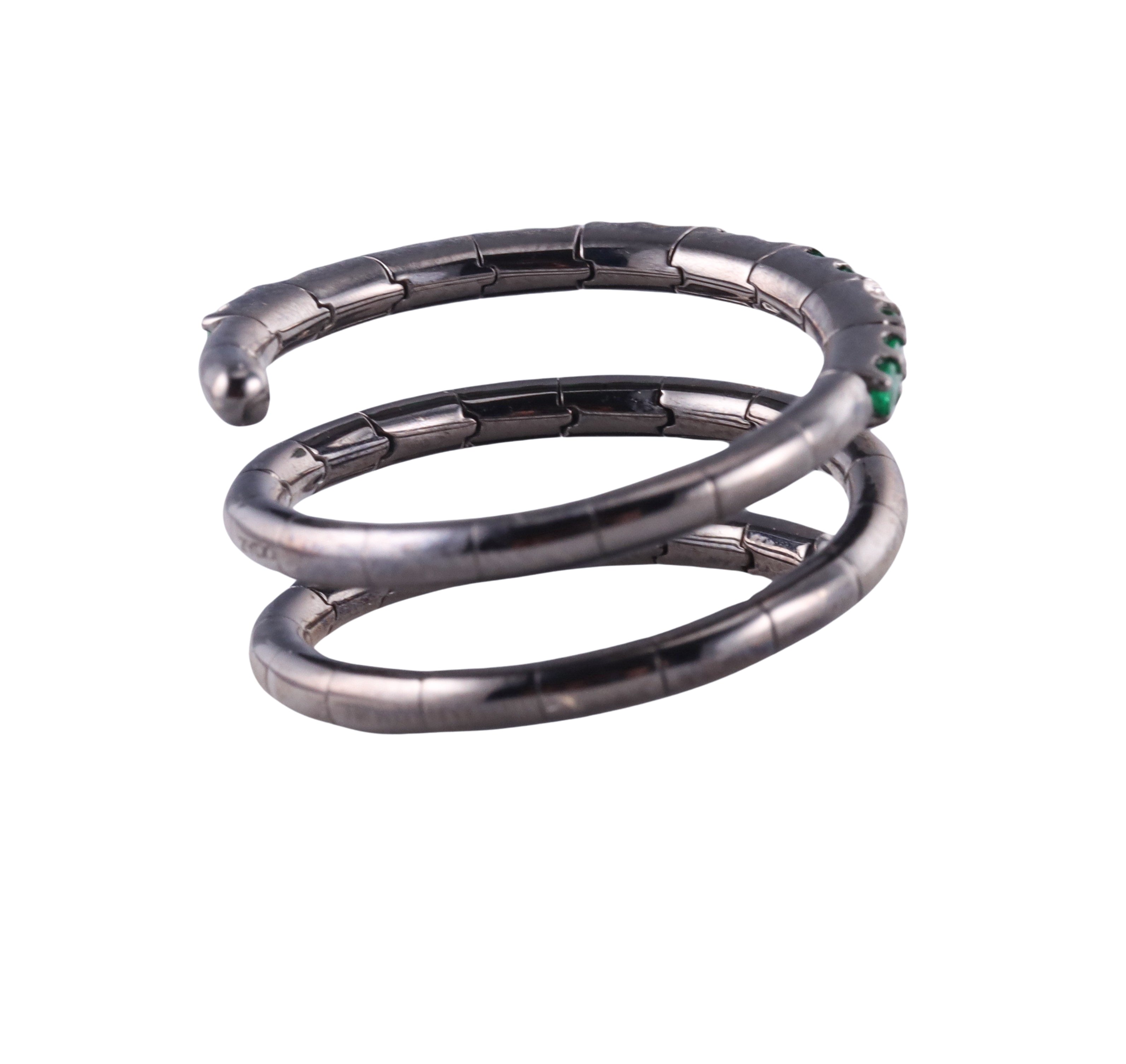 Zydo Diamond Emerald Gold Coil Wrap Ring
