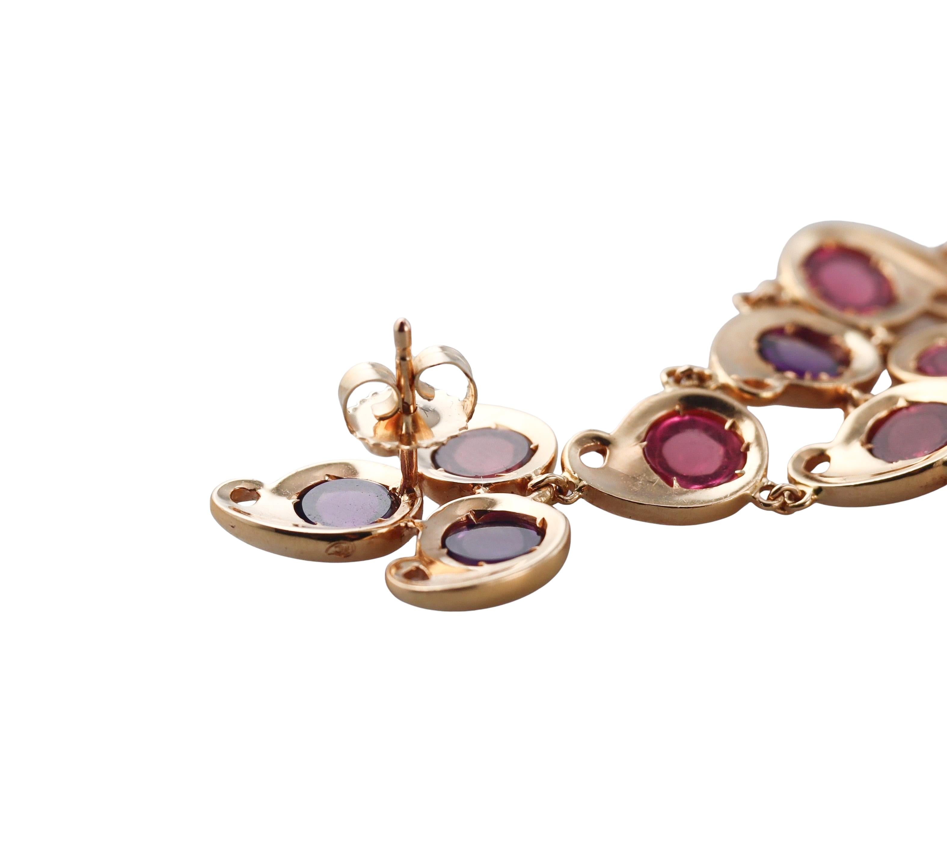 Tamara Comolli Pink Tourmaline Amethyst Gold Chandelier Earrings