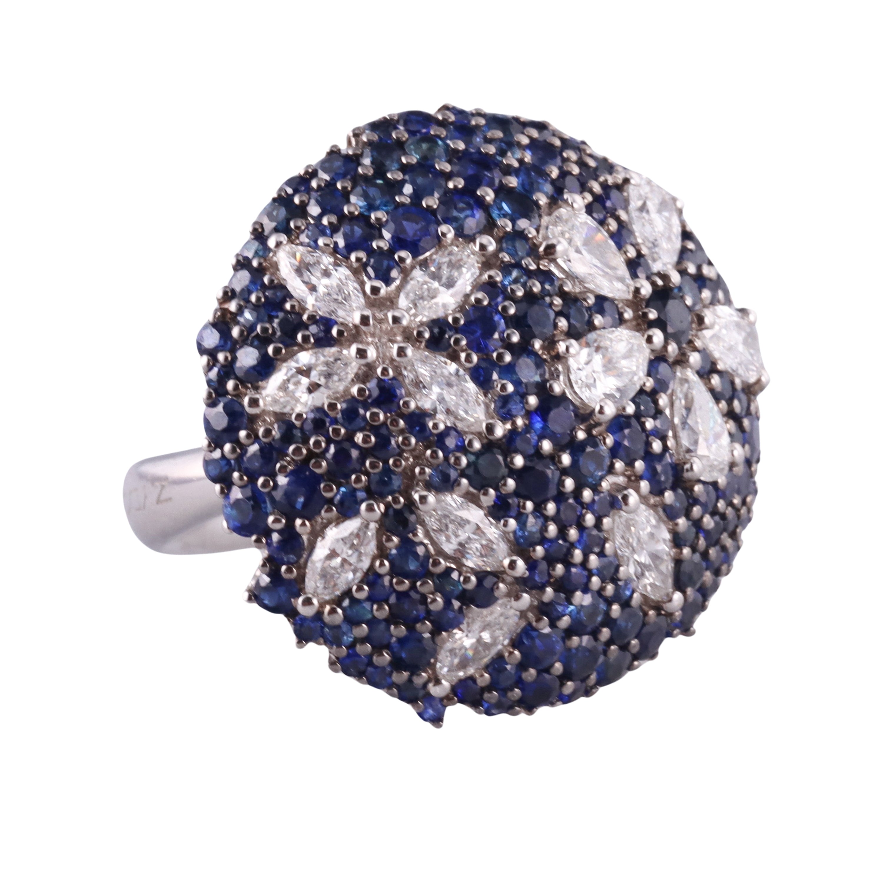 Zydo Diamond Sapphire Gold Cocktail Ring