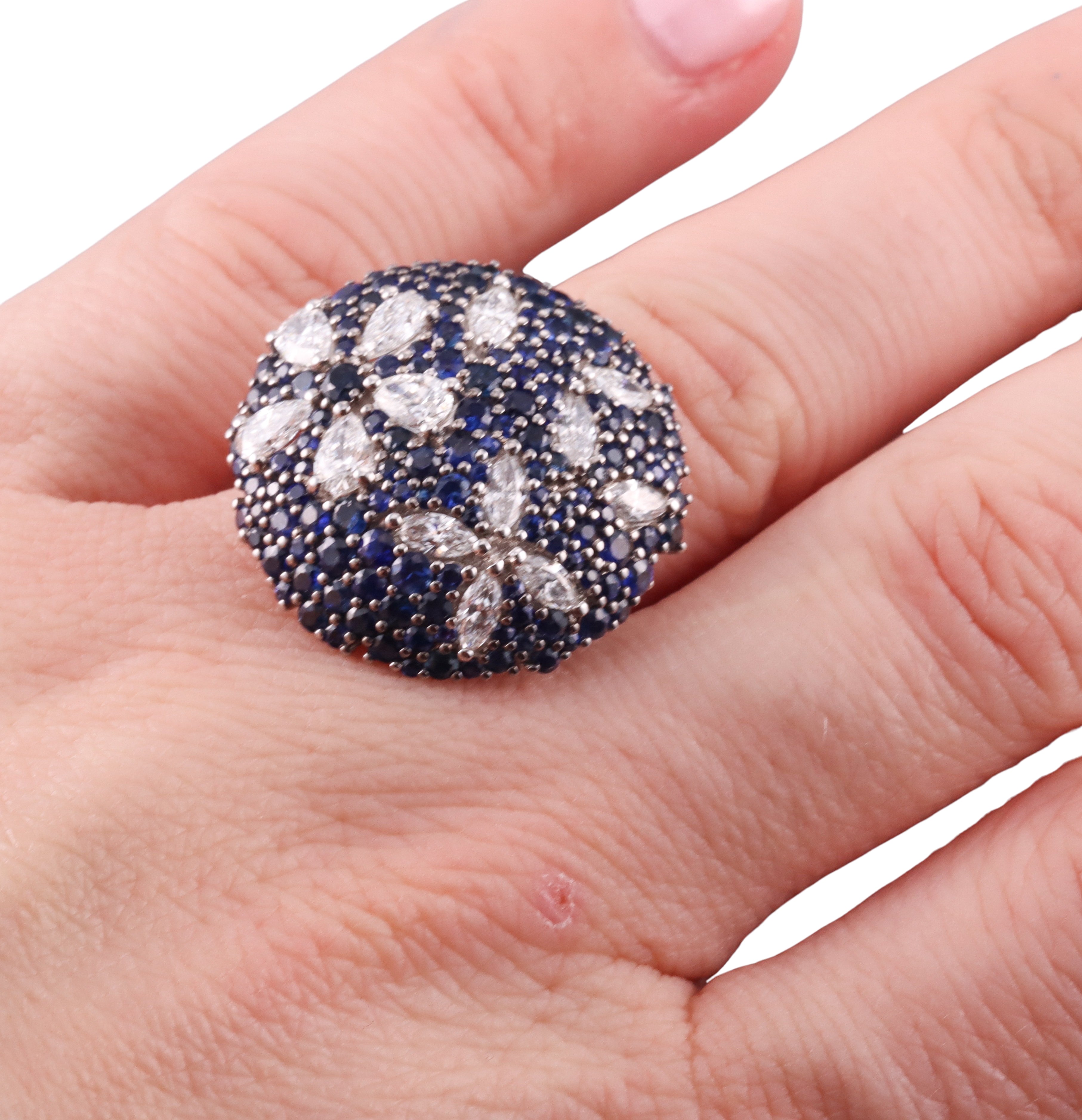 Zydo Diamond Sapphire Gold Cocktail Ring