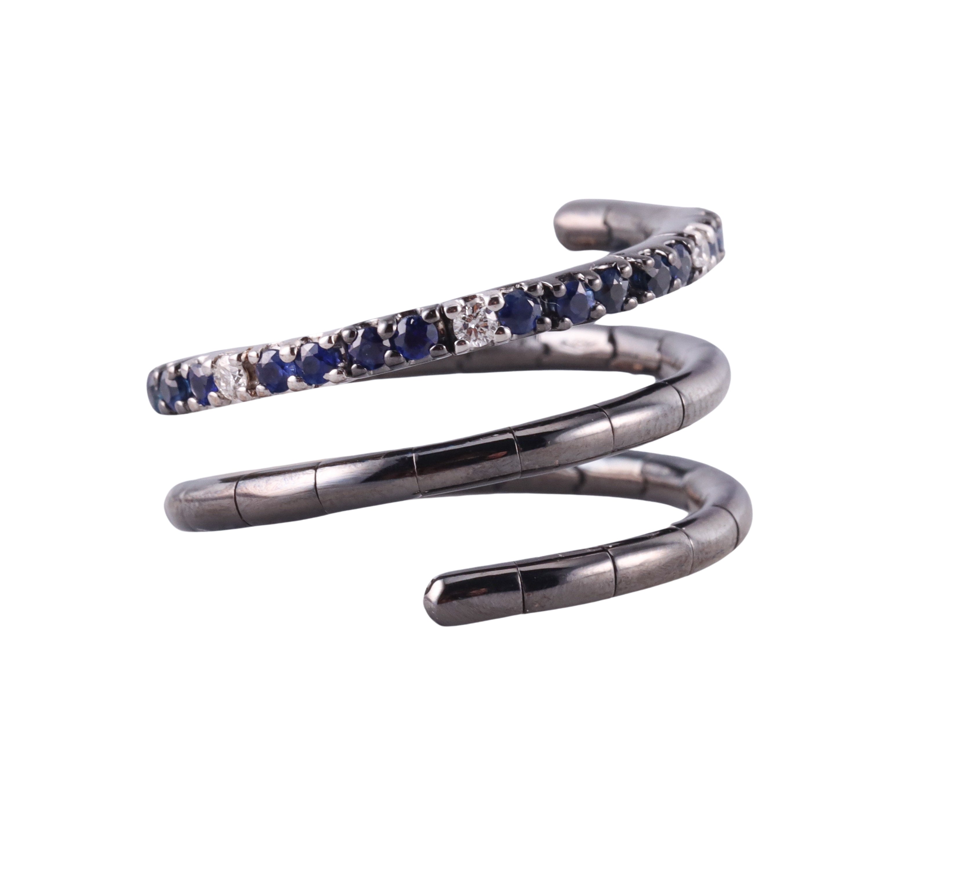 Zydo Diamond Sapphire Gold Coil Wrap Ring