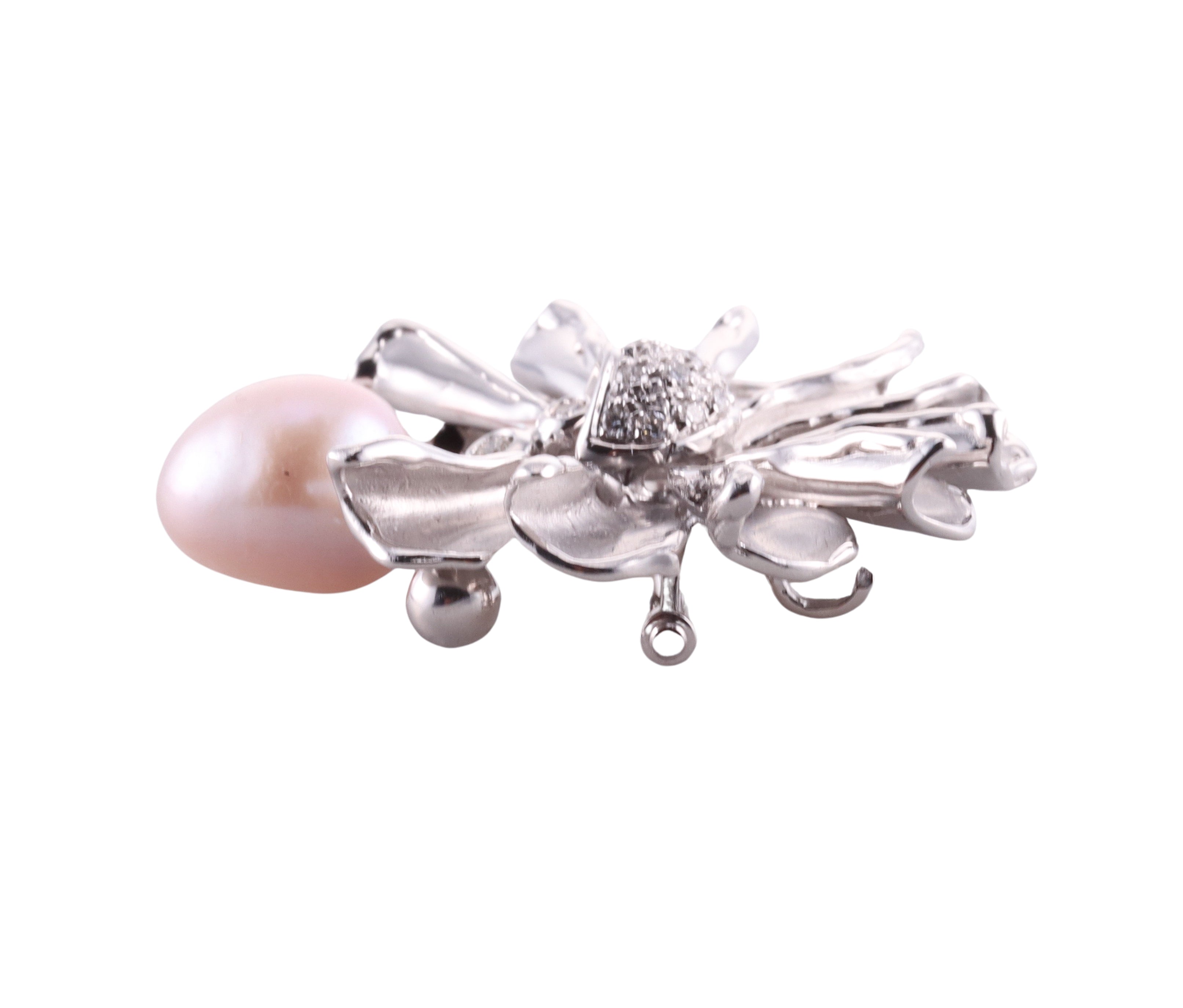 Zydo Diamond Pearl Gold Brooch Pin