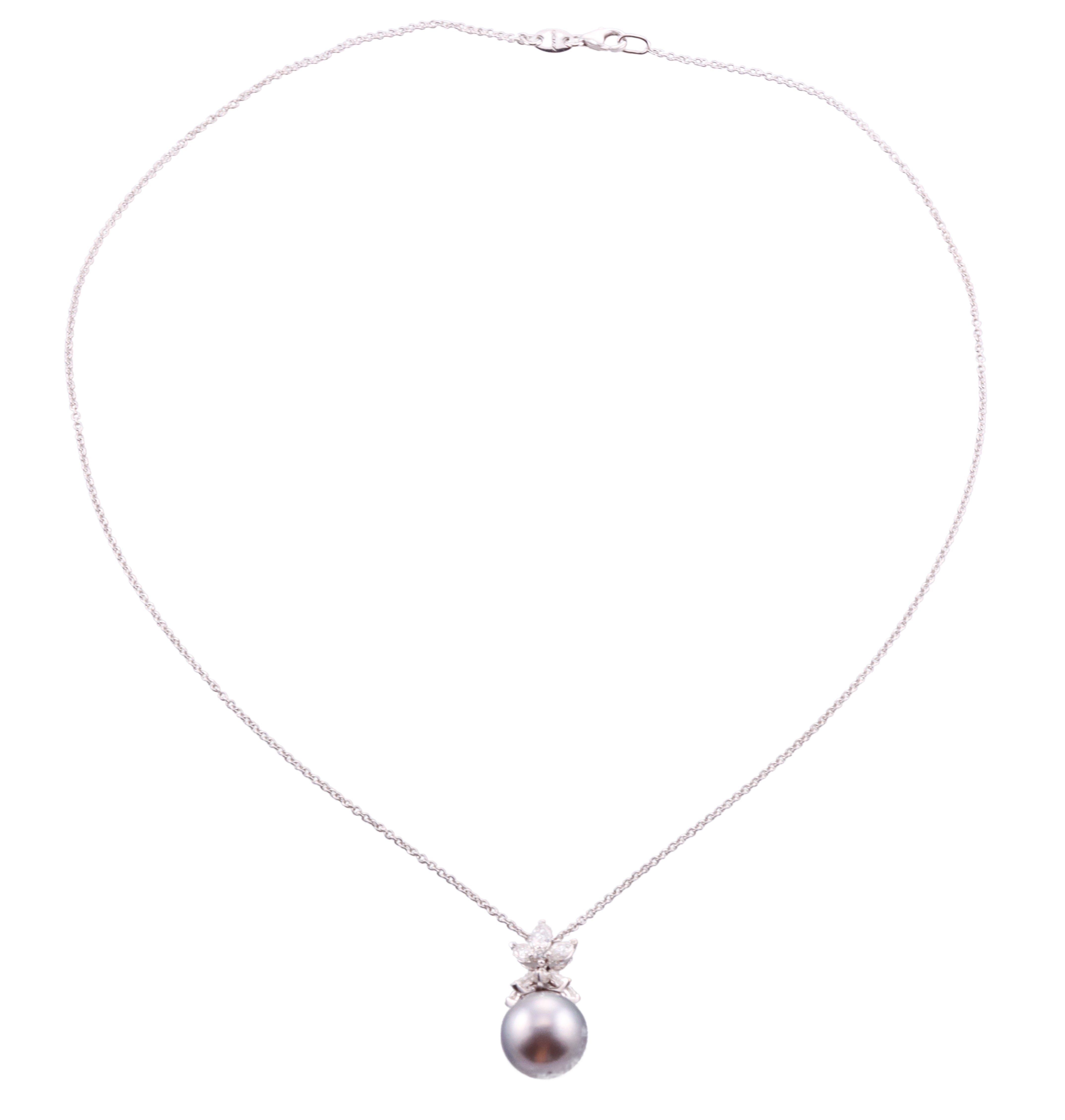Zydo Diamond Pearl Gold Pendant Necklace