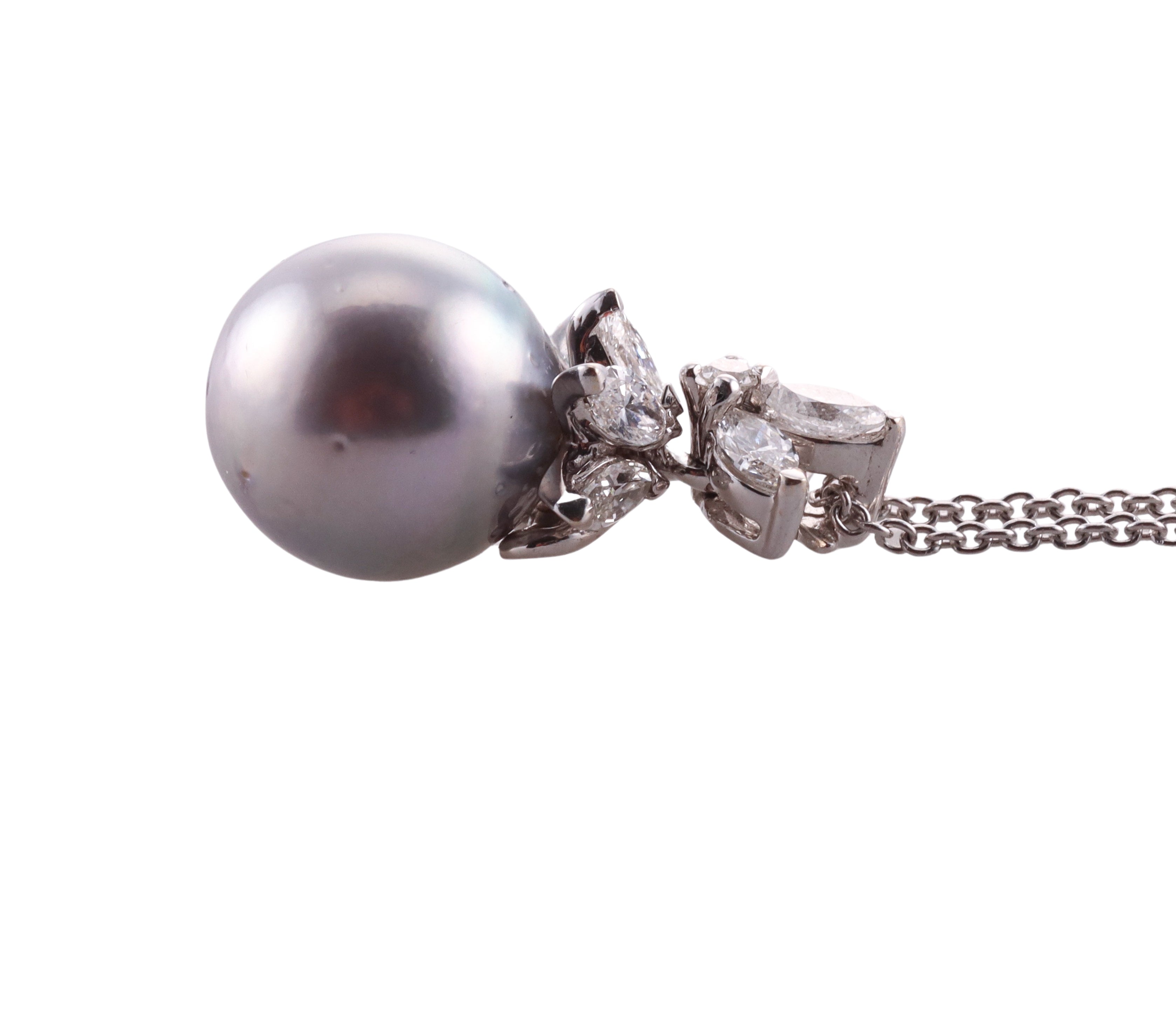 Zydo Diamond Pearl Gold Pendant Necklace