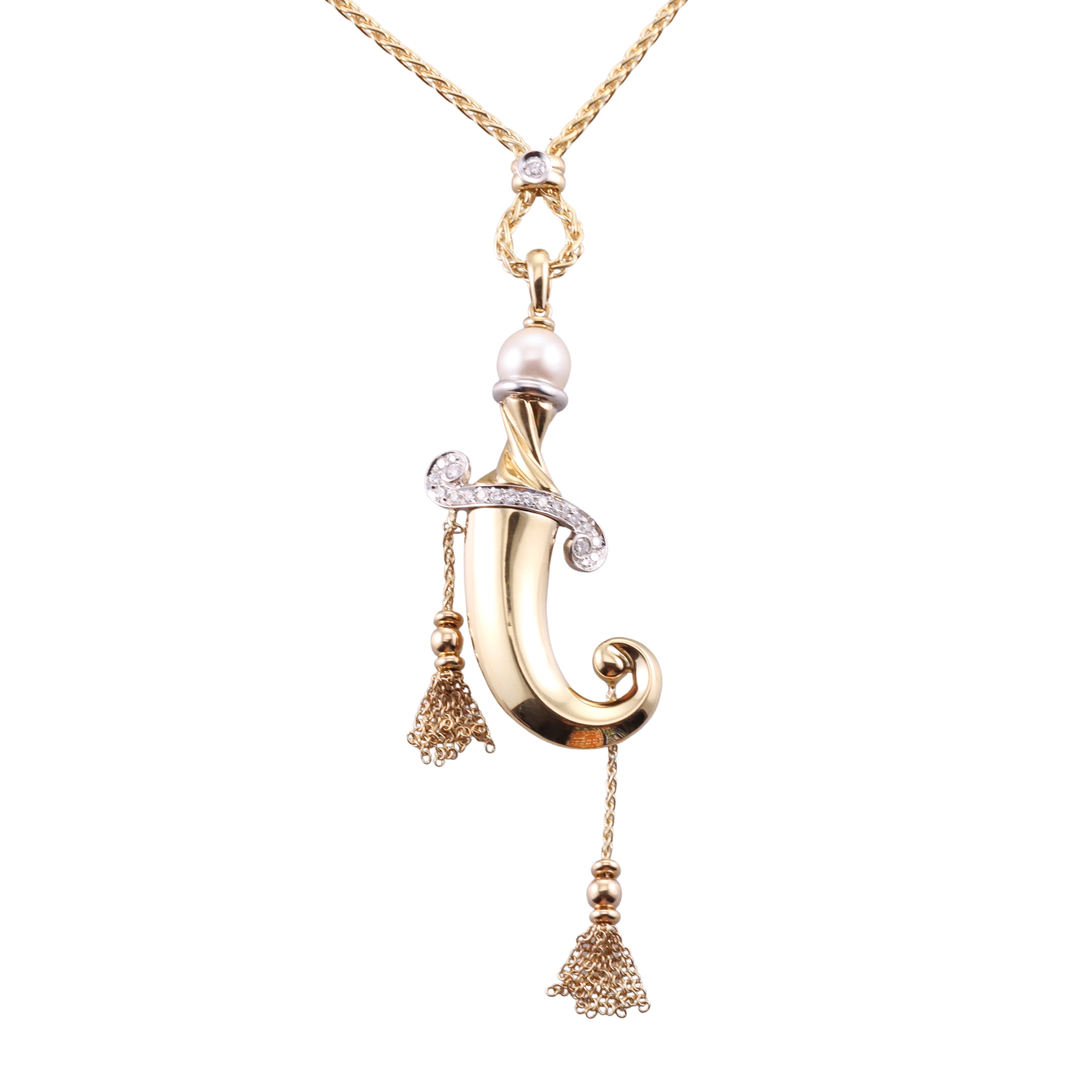 Zydo Diamond Pearl Gold Pendant Necklace