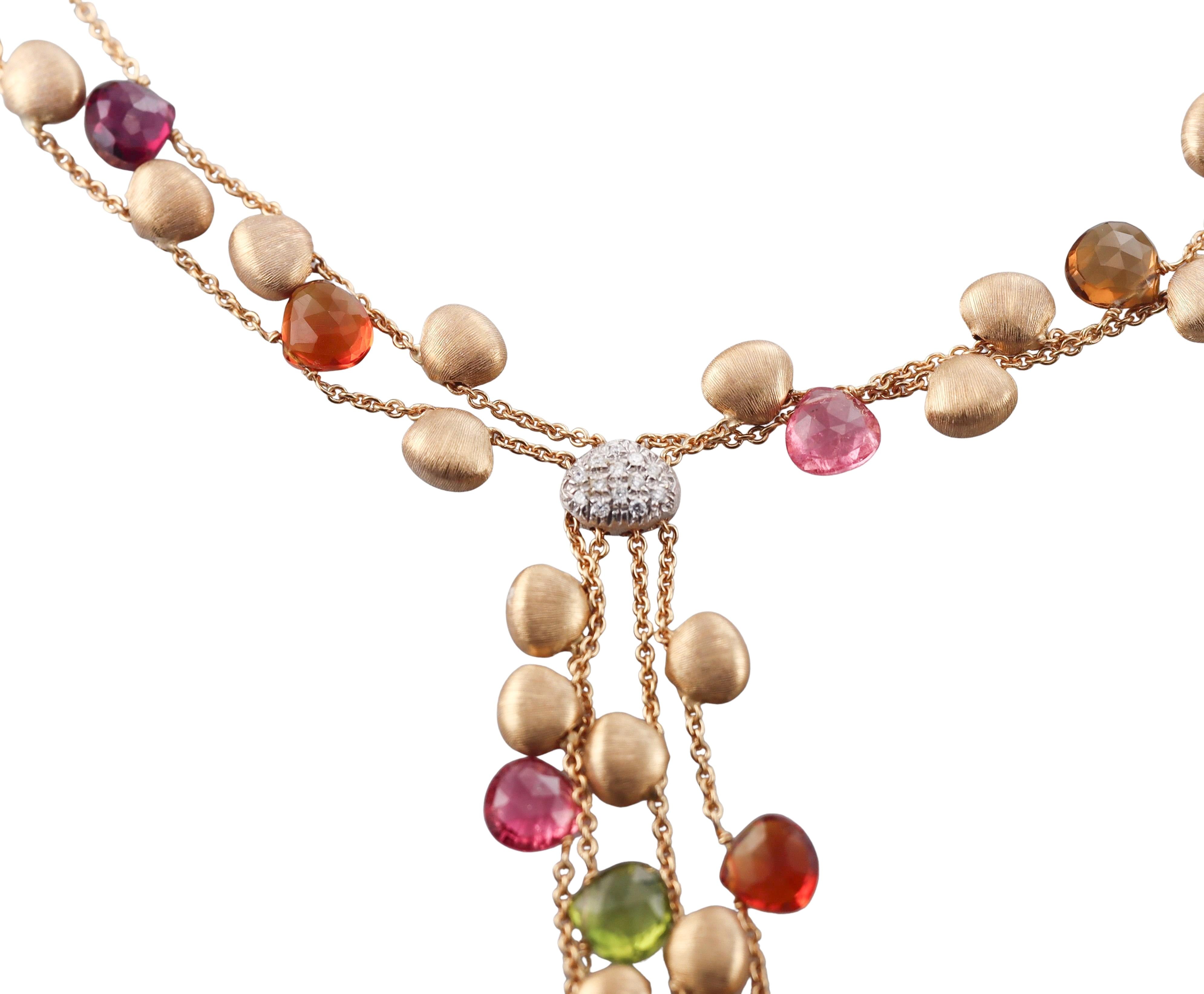 Marco Bicego Paradise Gemstone Diamond Gold Pendant Necklace